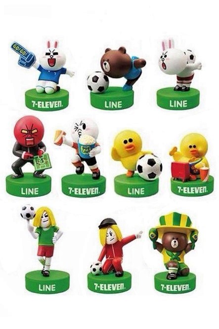 7-Eleven x Line Friends 2014 World Cup Figure Stamp Set Of 10 Hong Kong Edition