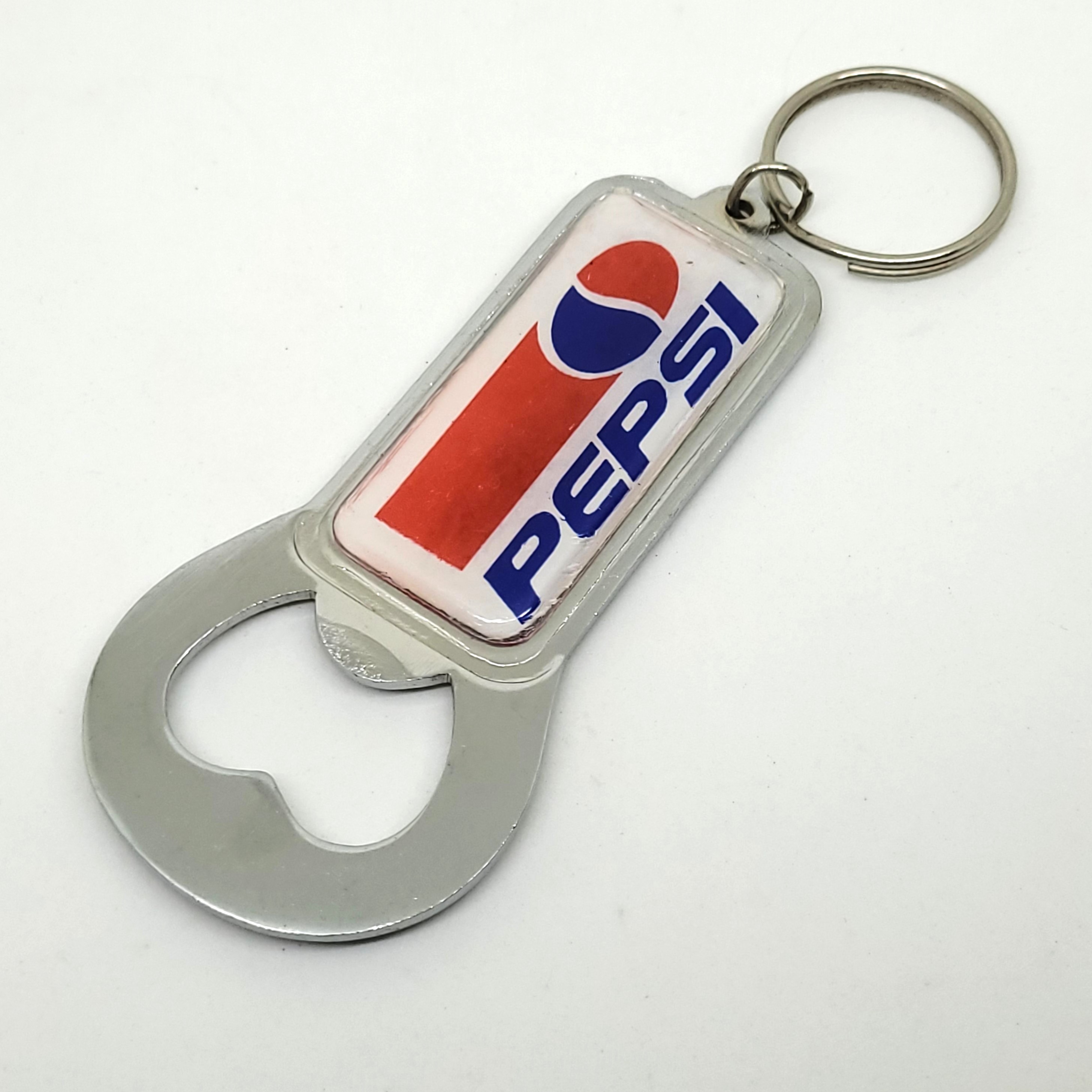 90s Pepsi Bottle Opener Keychain - Double Sided Metal Key Ring
