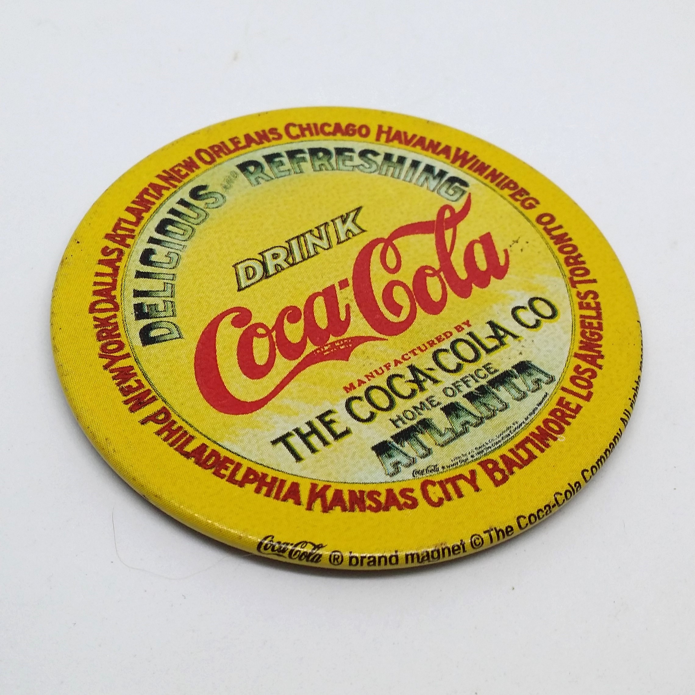 Coca Cola Round Metal Fridge Magnet Set Of 4 - Vintage 1990s