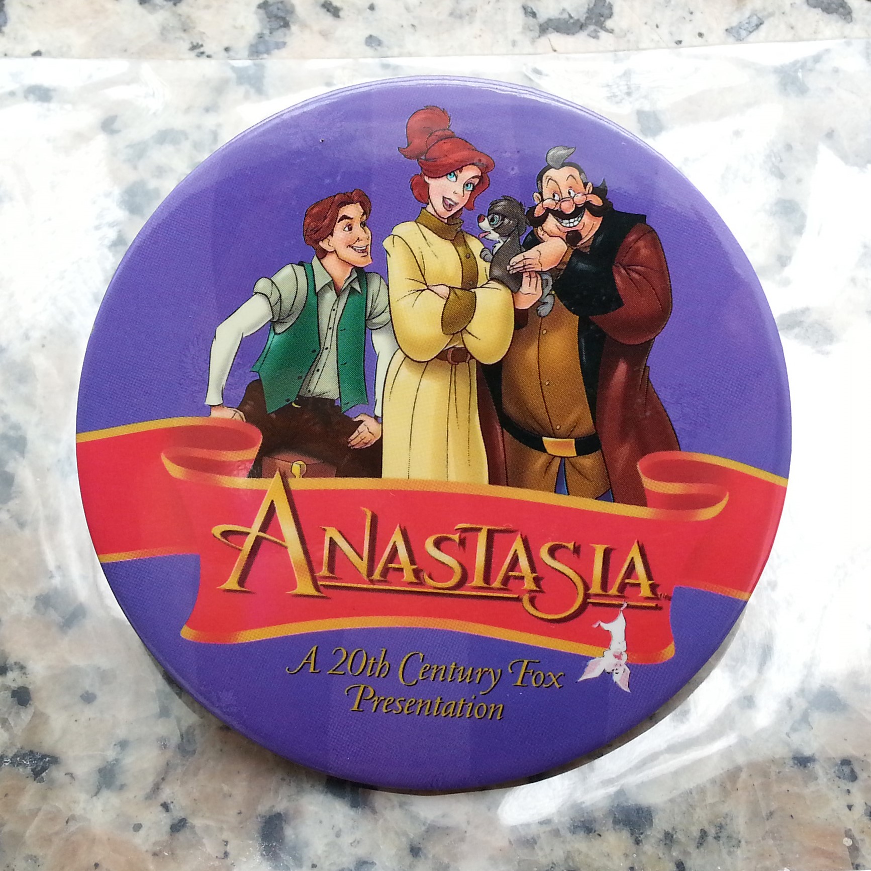 20th Century Fox ANASTASIA Movie Promo 3" Round Button Badge - 1997 pin badge