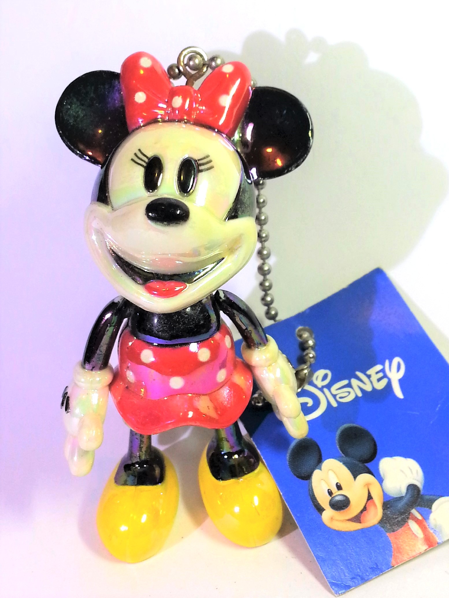 Disney Minnie Mouse Iridescent Jointed Figure Charm Keychains - 2000s From Japan