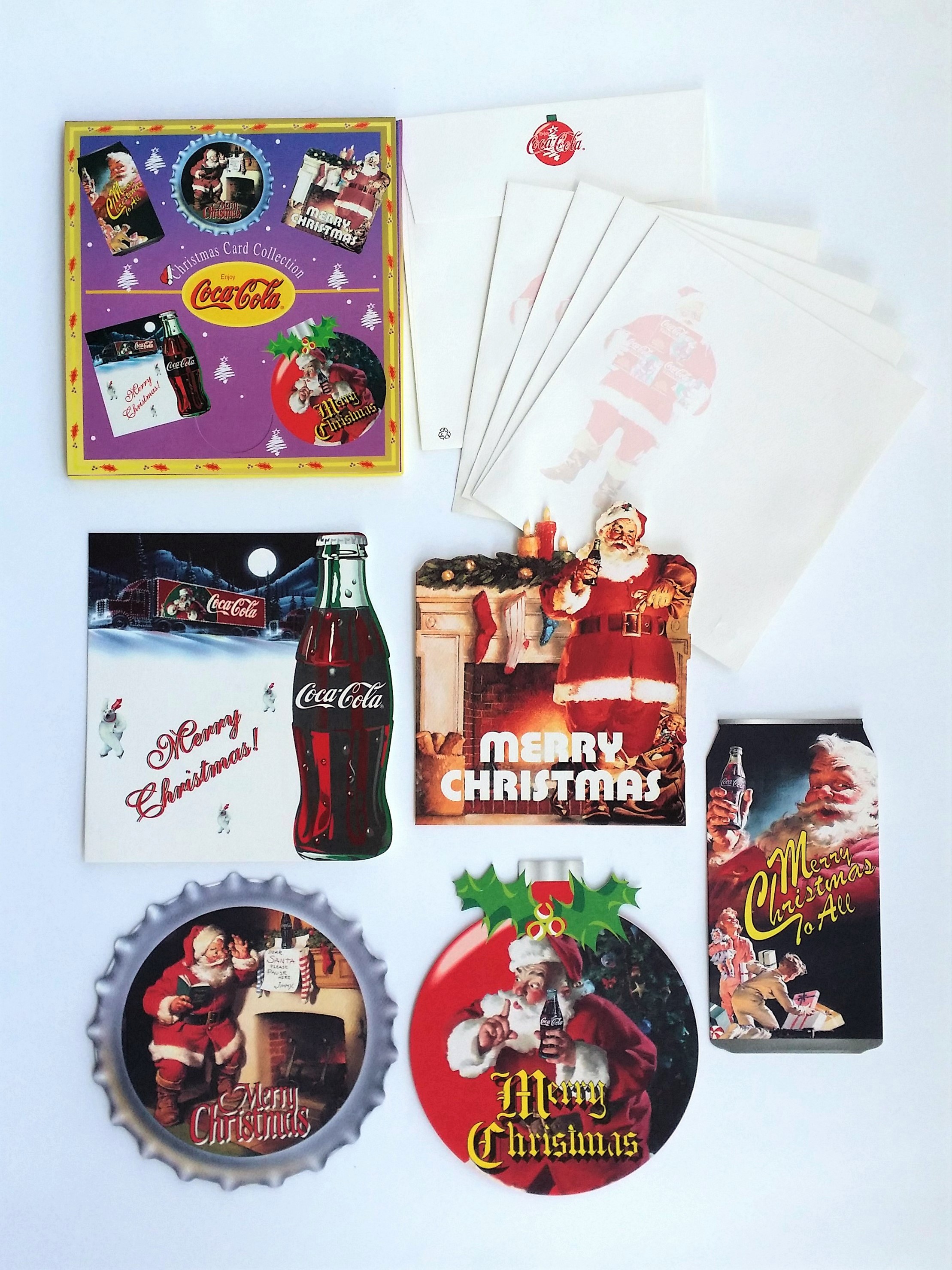 Coca Cola 1998 Christmas Santa Greeting Cards Set Of 5 - New In Box