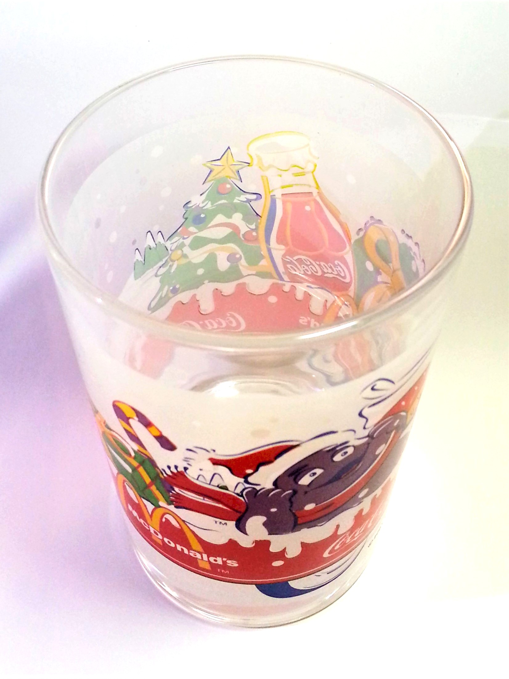 Coca Cola x McDonald's Mascot (Grimace) 2001 Christmas Tumbler Drinking Glass