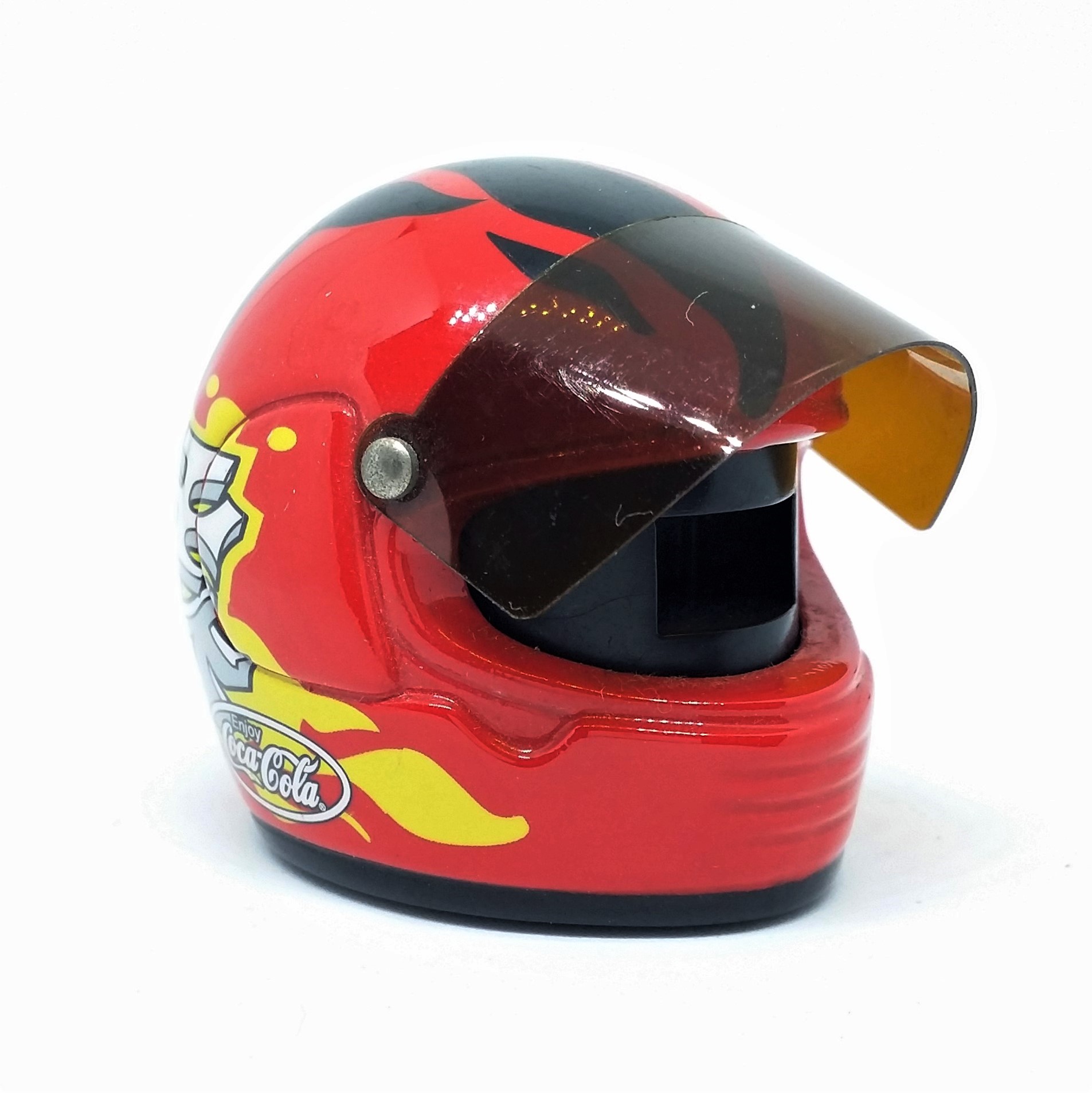 Coca Cola Mini Metal Motorcycle Helmet Clock - 2001 Tested Works