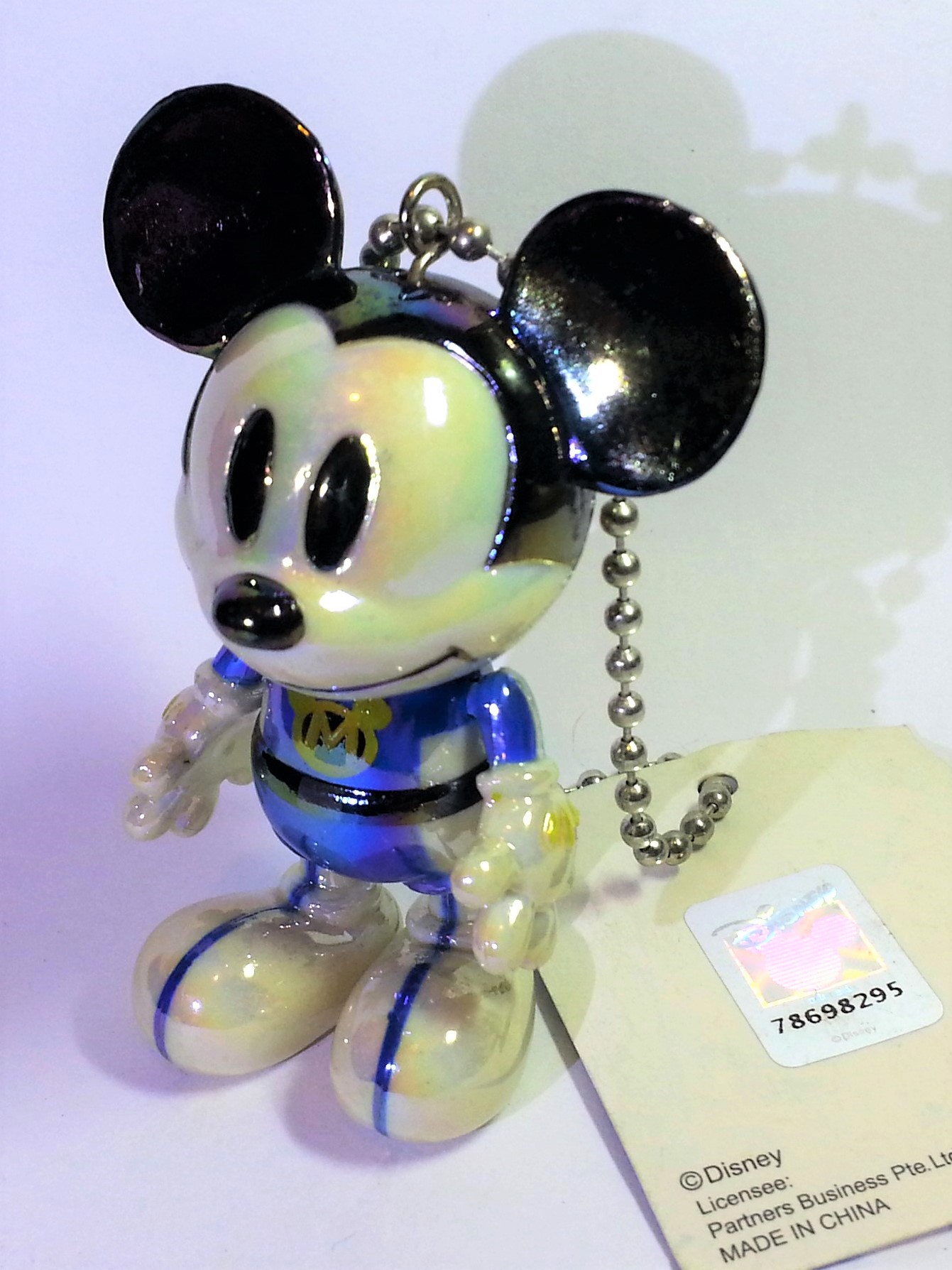 Disney Mickey Mouse Spacesuit Iridescent Jointed Figure Charm Keychains - 2000s From Japan