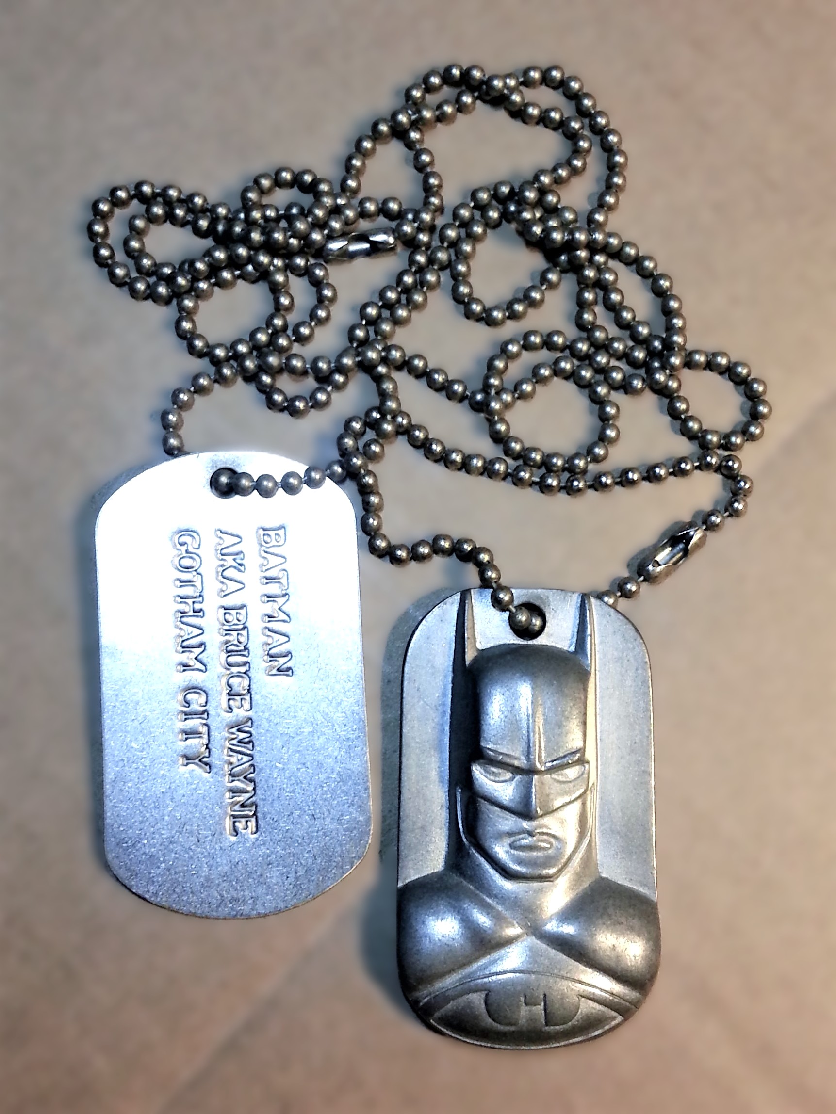 Batman Returns Two-Pieces Dog Tags w/ Ball Chain - 1992 DC Comics