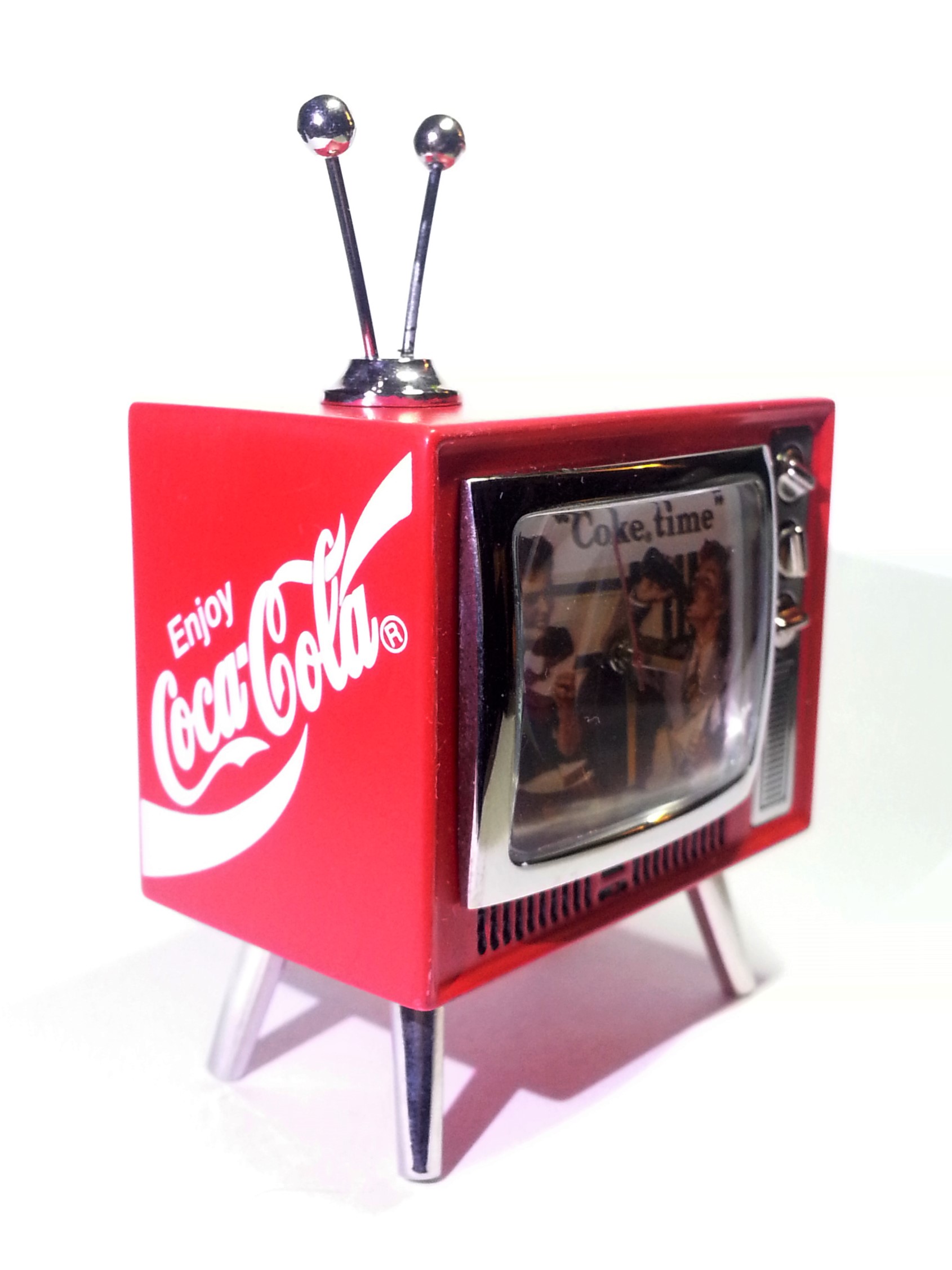 Coca Cola mini TV Shaped Desk Clock (Coke Time) Tested Works
