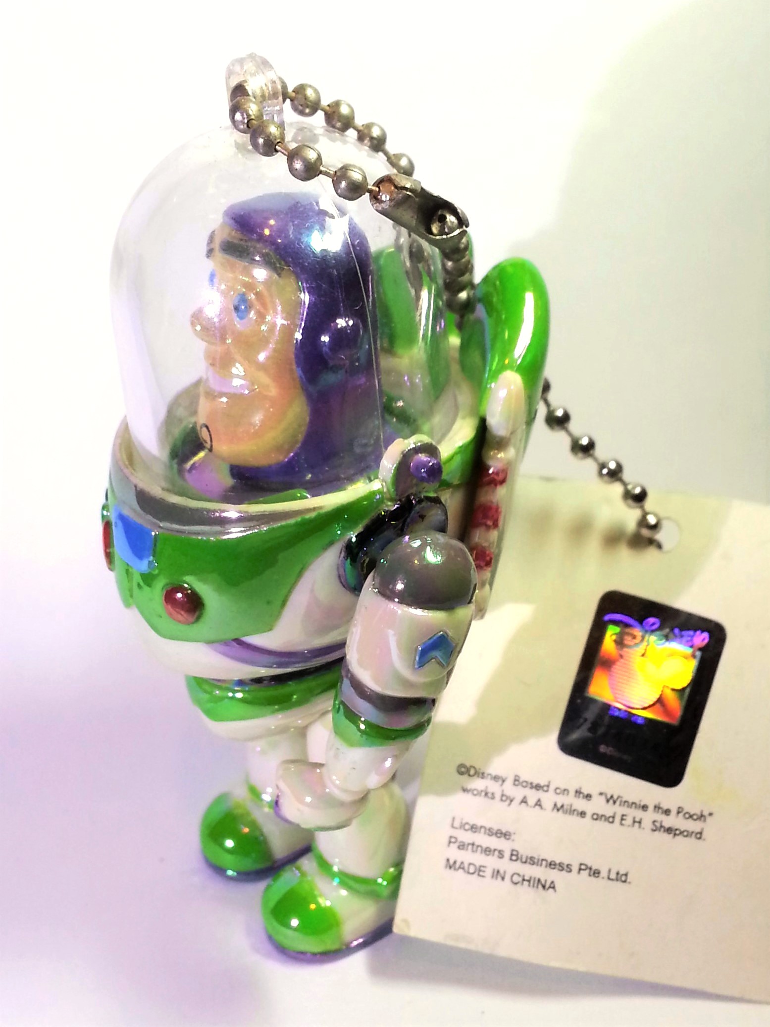 Disney Toy Story Buzz Lightyear Iridescent Jointed Figure Charm Keychain - 2000s From Japan
