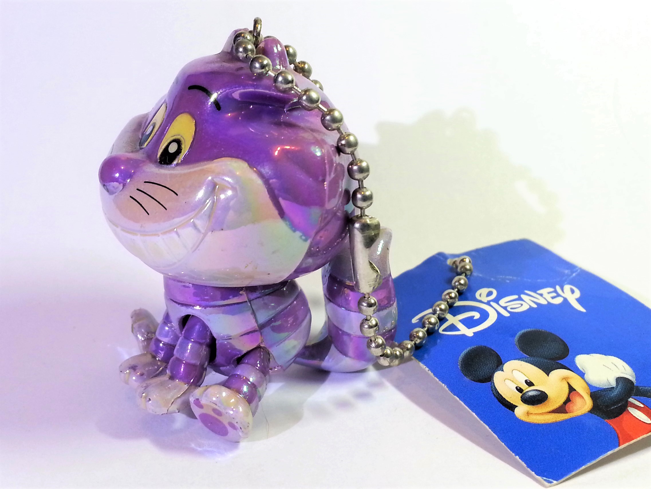 Disney Alice In Wonderland Cheshire Cat Iridescent Jointed Figure Charm Keychain - 2000s From Japan