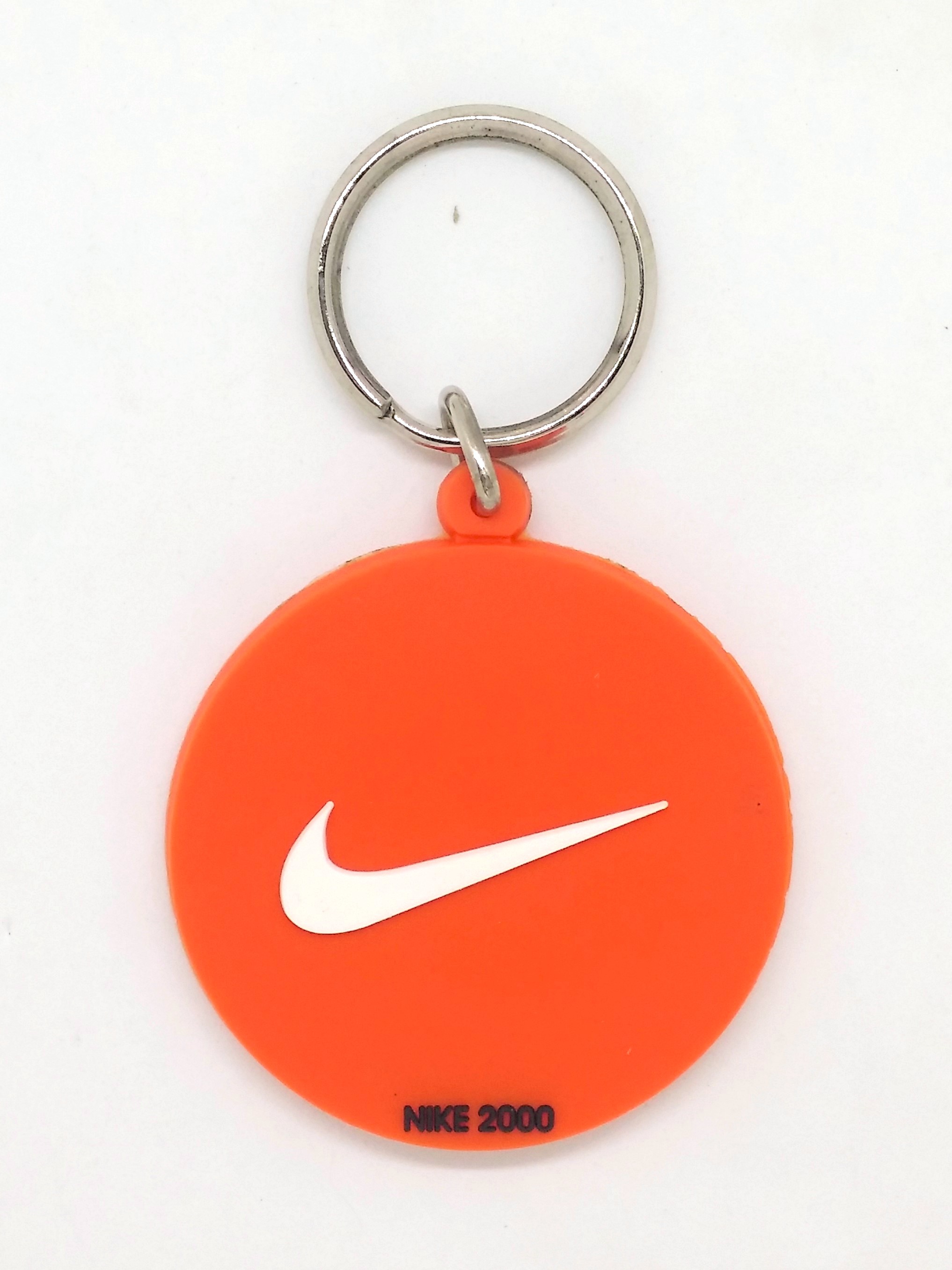 Nike 2000 Swoosh Round Rubber Keychain Key Ring - 2000 RARE Vintage