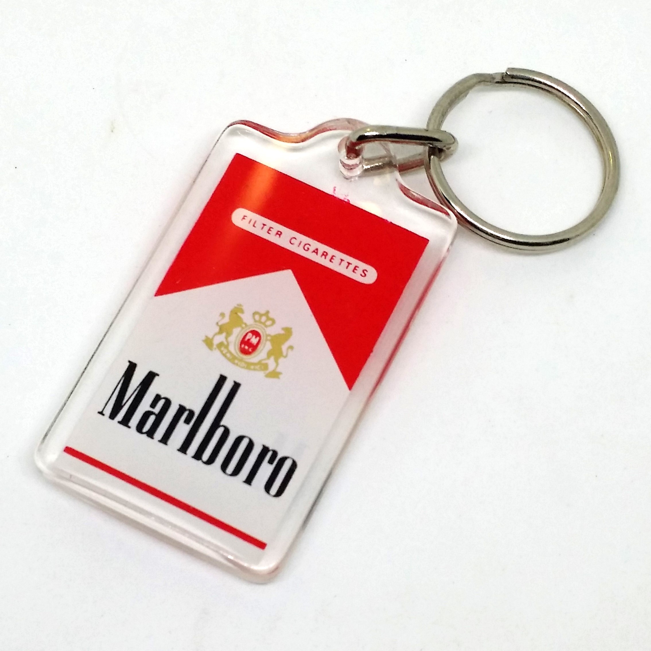Marlboro Double Sided Acrylic Keychain Key Ring - Rare Vintage