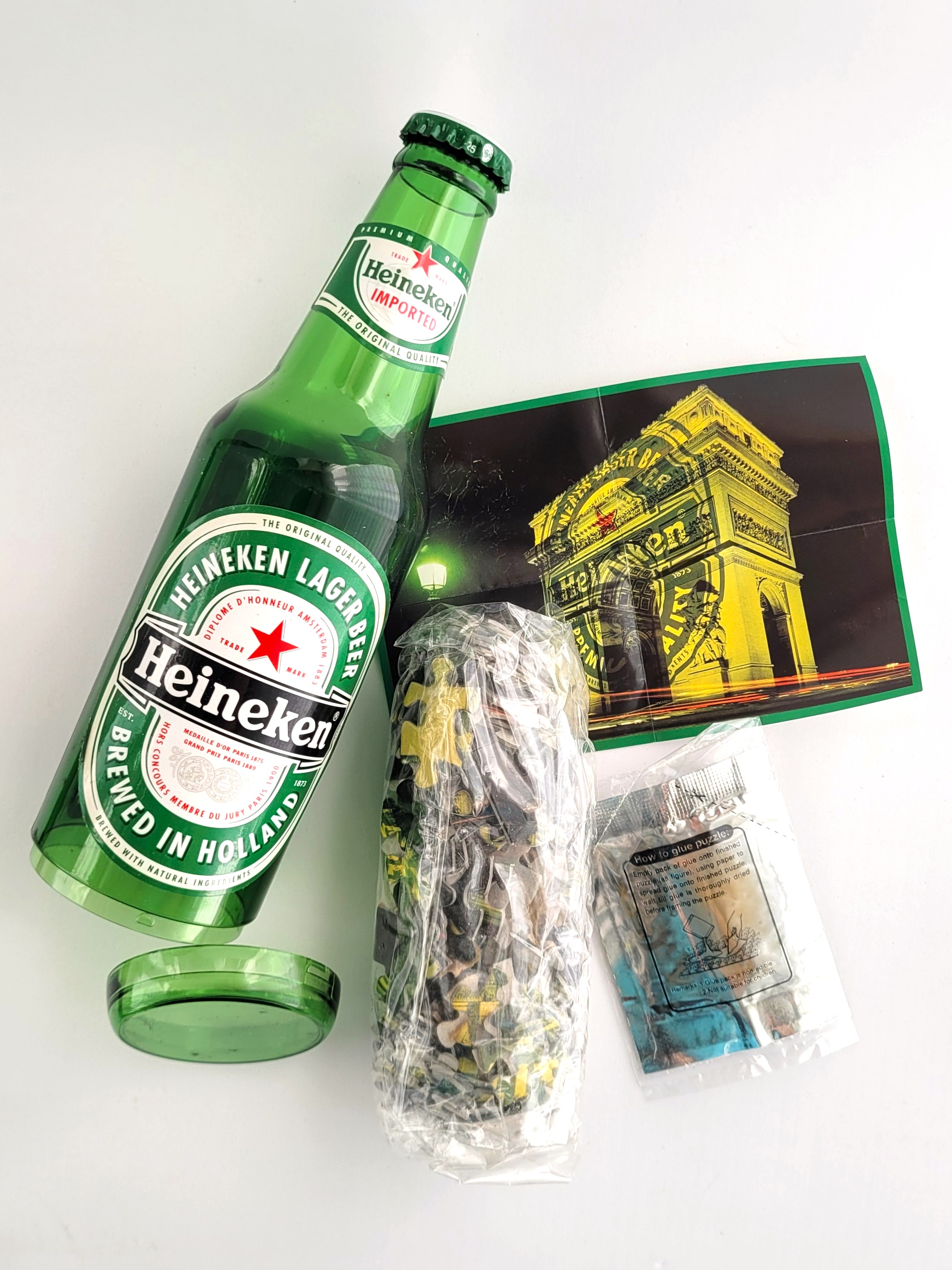 Heineken Beer Jigsaw Puzzle (Arc de Triomphe) in Bottle-Shaped Plastic Container