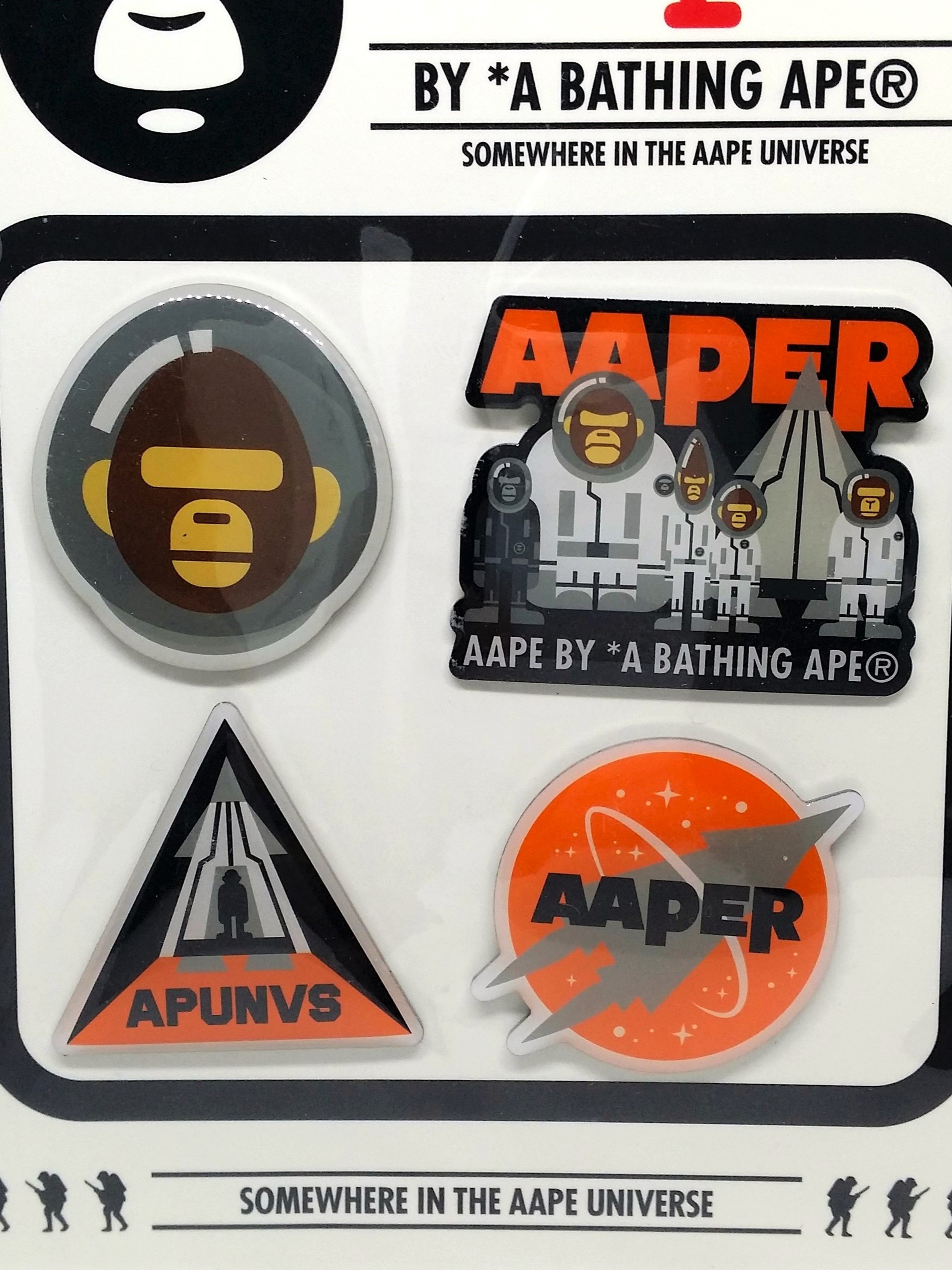 A BATHING APE Bape Aape Astronaut Pin Badge Set (4-Pack) - Brand New Sealed