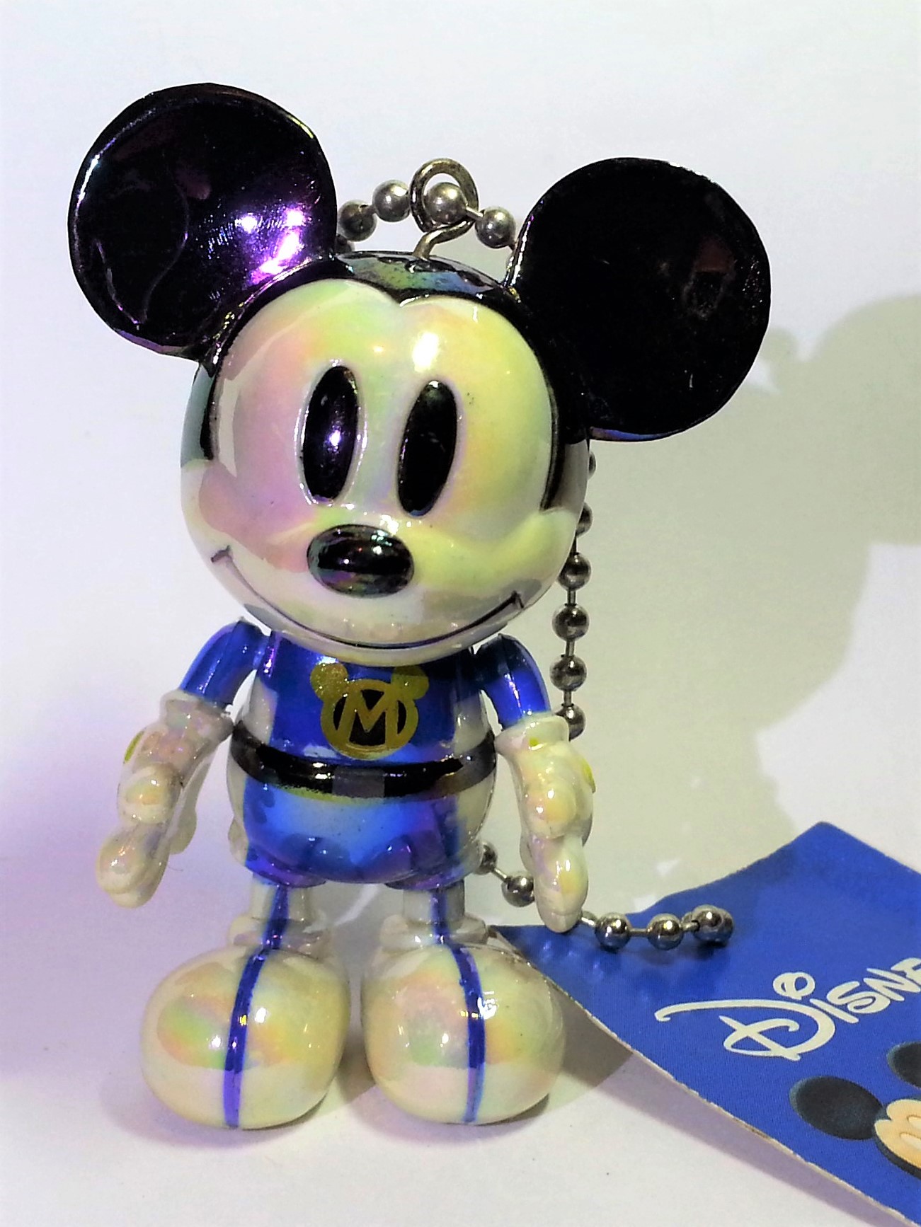 Disney Mickey Mouse Spacesuit Iridescent Jointed Figure Charm Keychains - 2000s From Japan