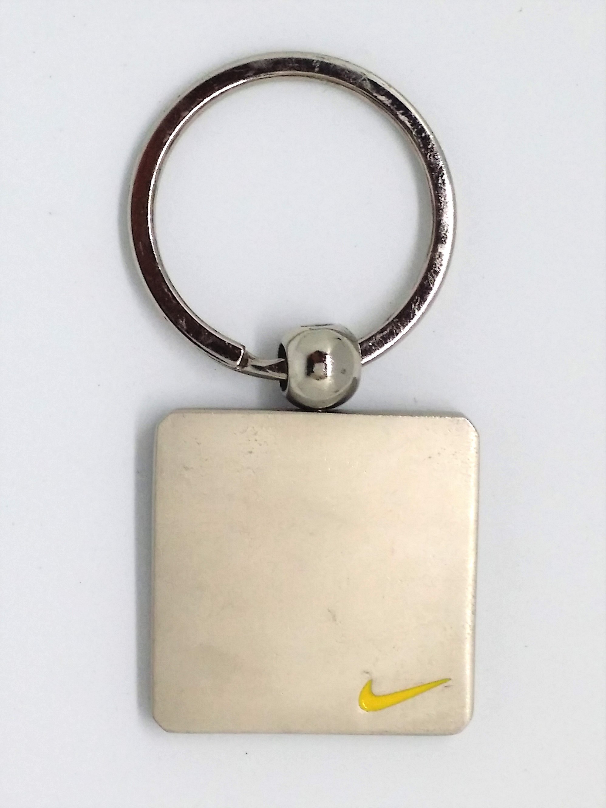 Vintage Nike Double Sided Swoosh Silver Metal Keychain