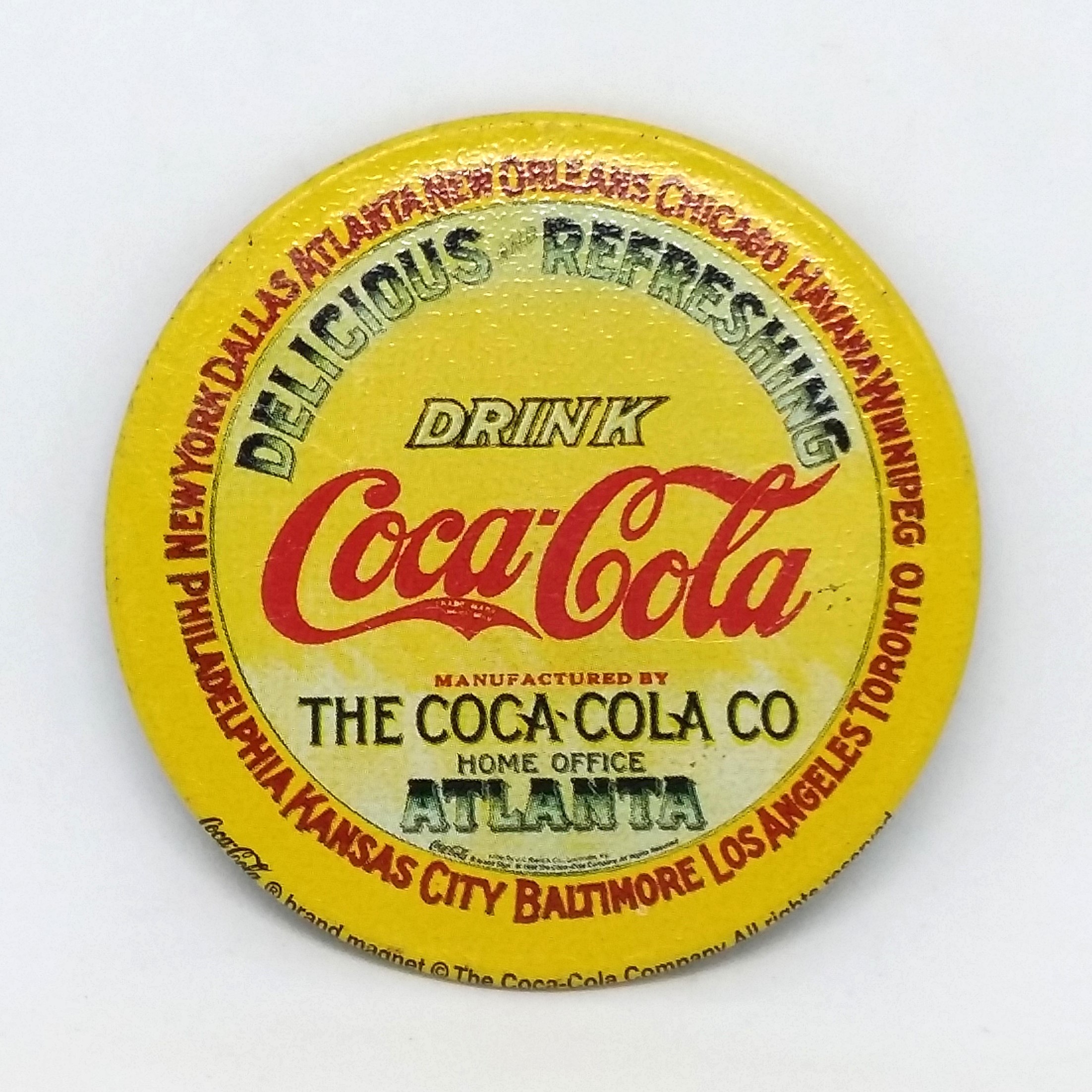 Coca Cola Round Metal Fridge Magnet Set Of 4 - Vintage 1990s