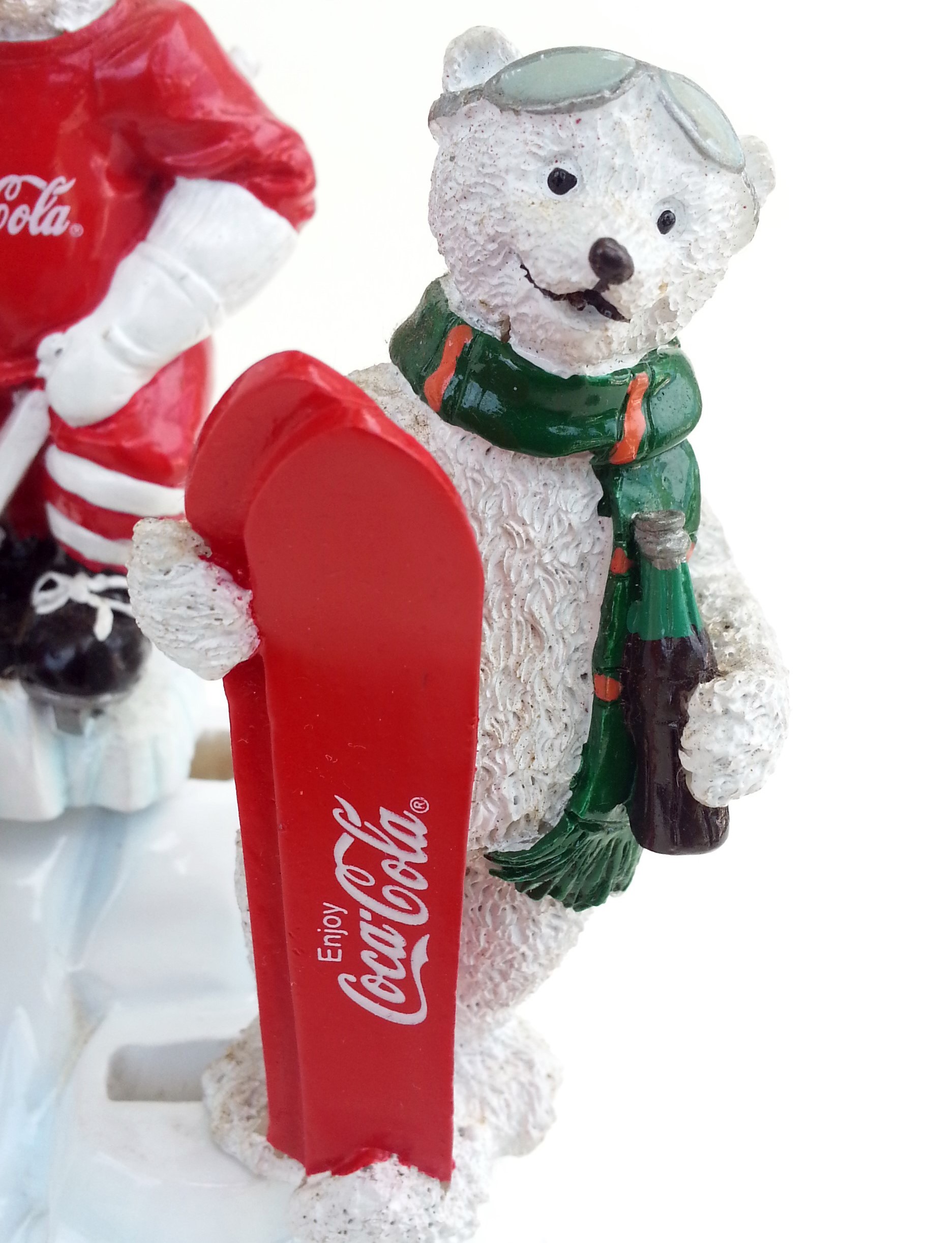 Coca Cola 1998 Polar Bear Handle Flatware w/ Snow Mountain Utensil Holder Set