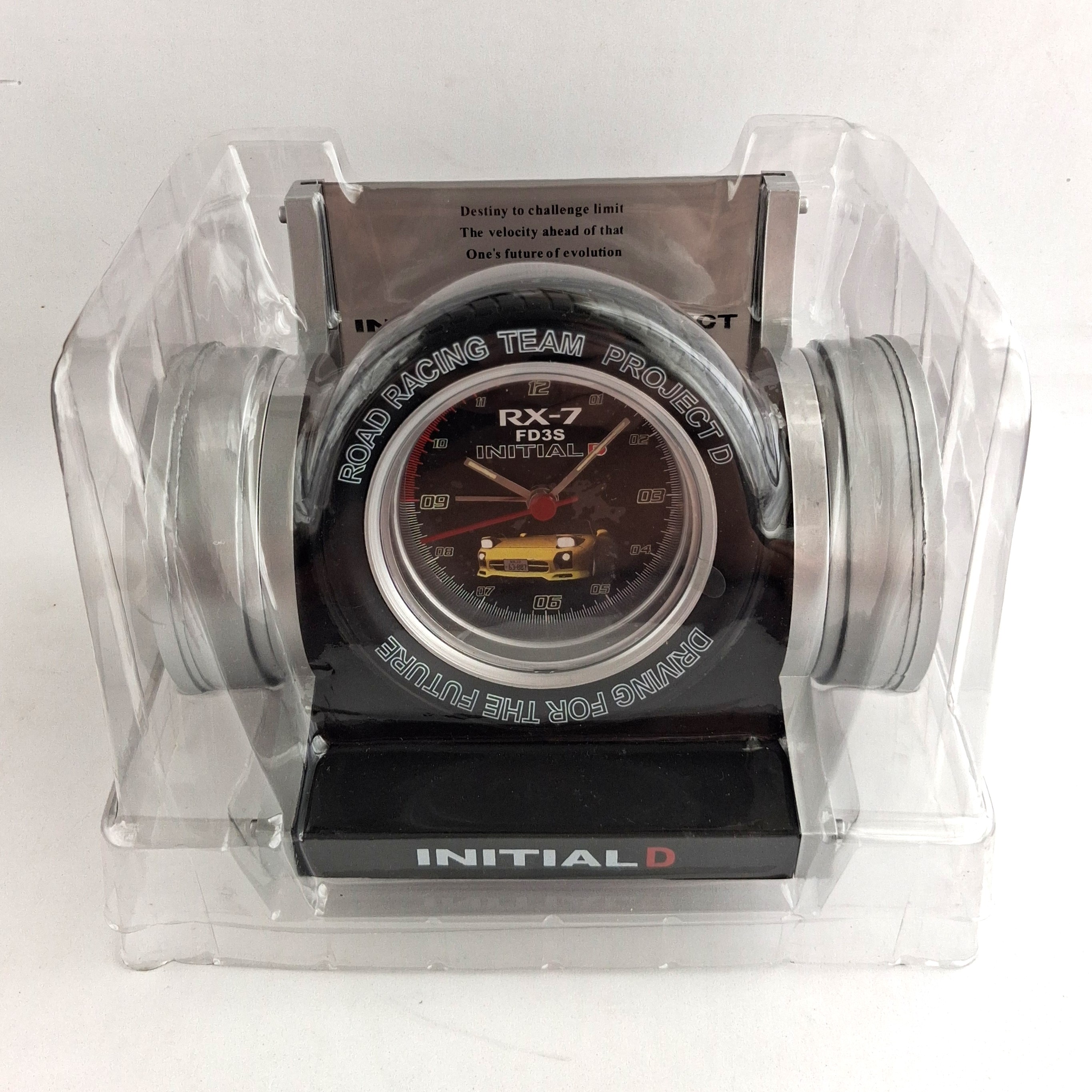 Initial D Mazda RX-7 FD3S Tire Wheel Desk Clock - 2000s Road Racing Team Project D