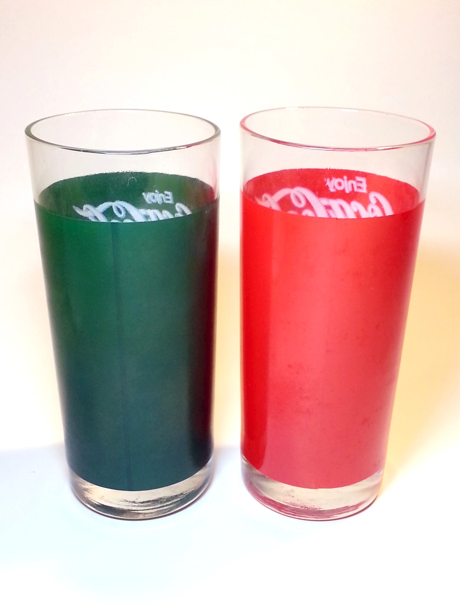 Coca Cola 1992 Chinese Zodiac Year Of The Monkey Drinking Glass Tumblers (Green / Red)