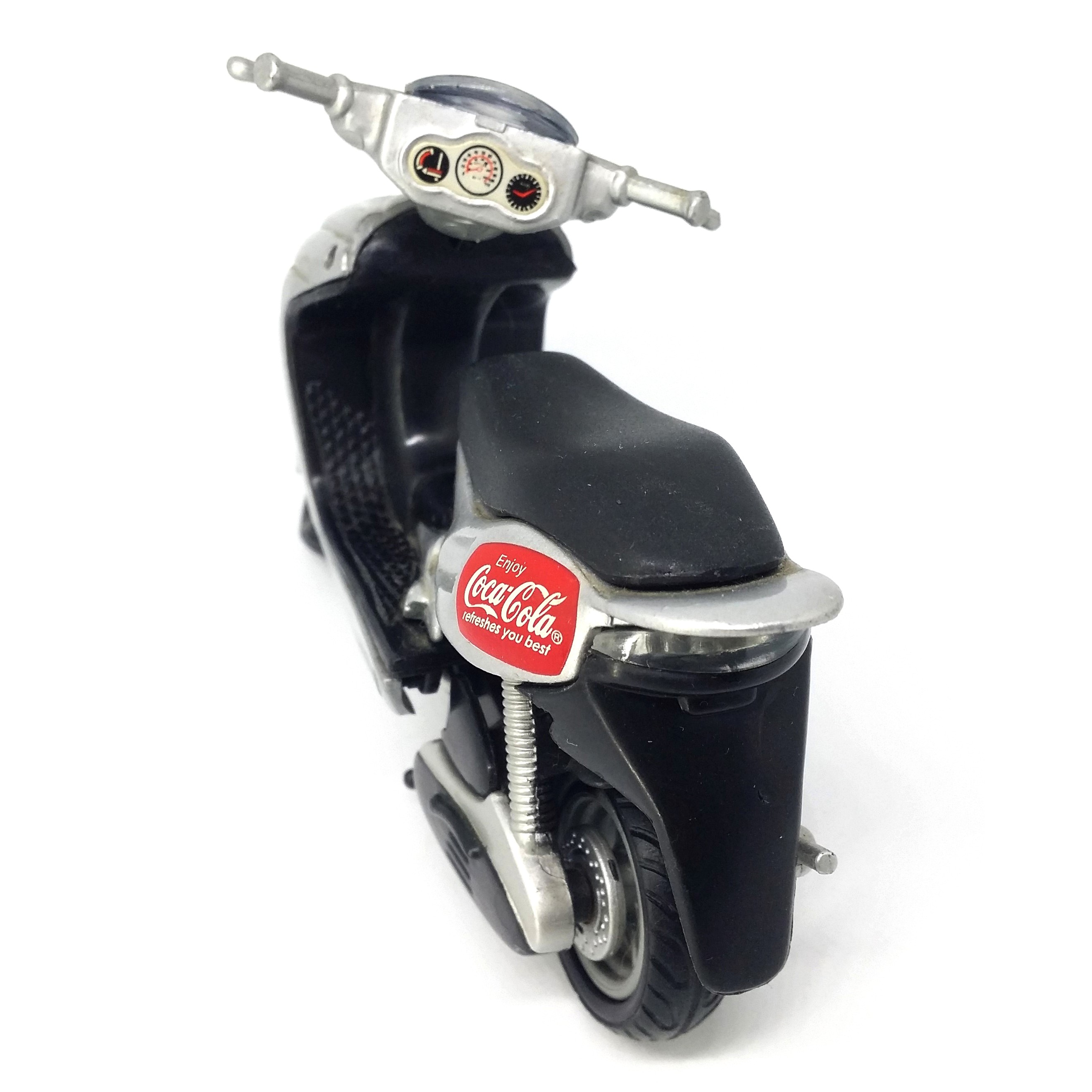 Coca Cola Motor Scooter Diecast Plastic Motorcycle Toy (Silver) - Vintage 90s