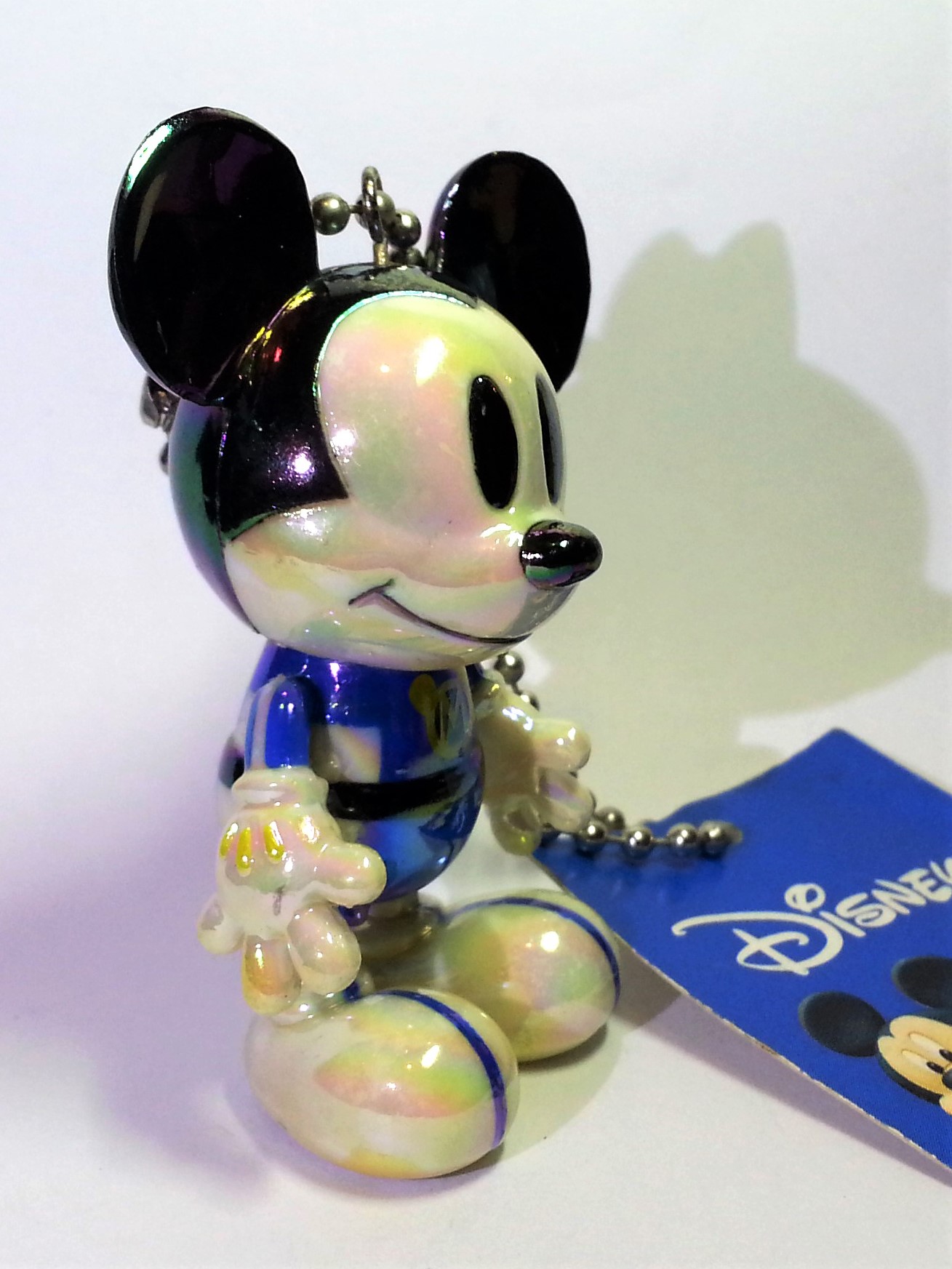 Disney Mickey Mouse Spacesuit Iridescent Jointed Figure Charm Keychains - 2000s From Japan