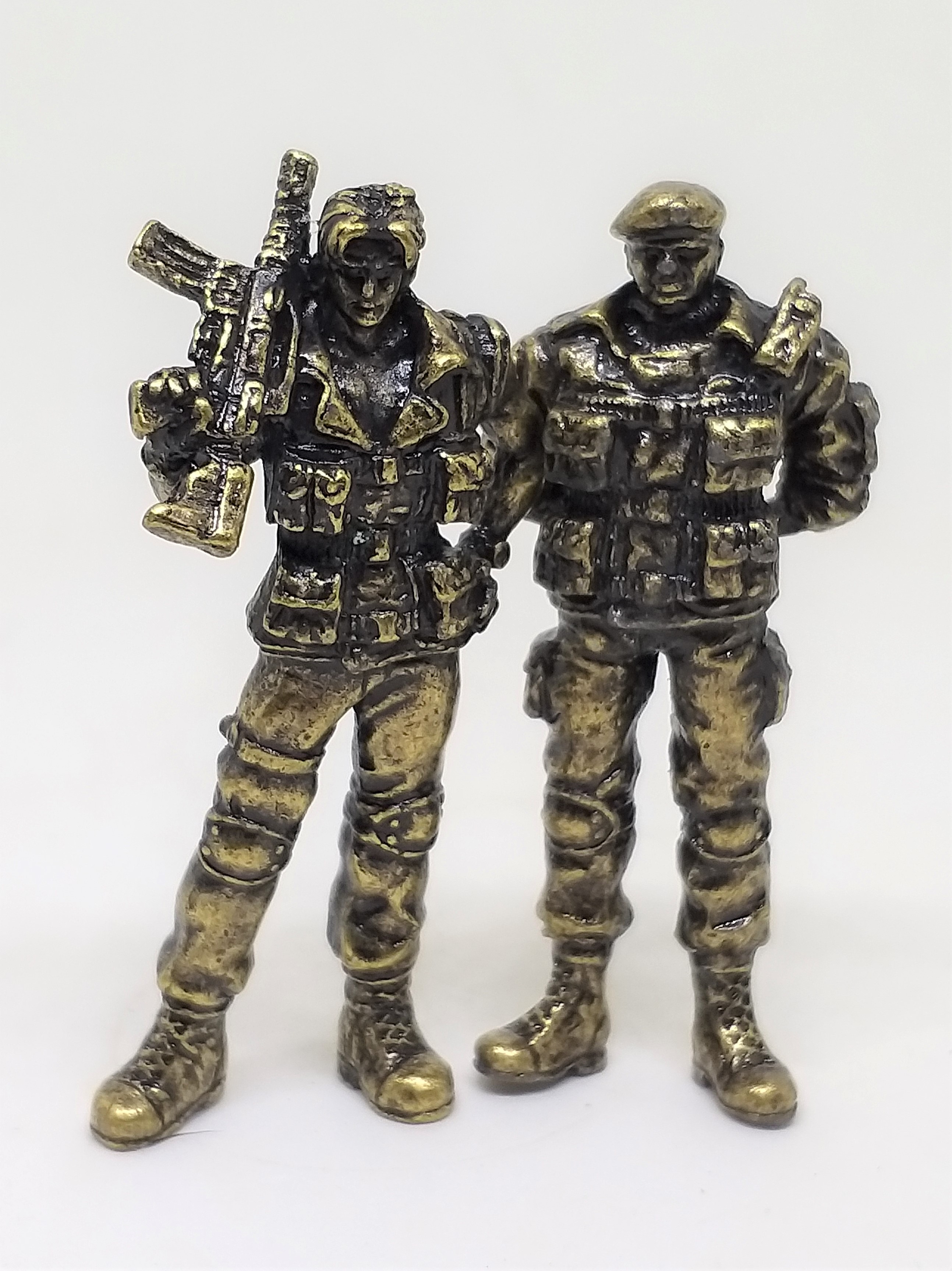 BIOHAZARD 3 Carlos & Mikhail Metal Figures (Bronze) - 1999 Capcom Resident Evil Hong Kong Comics