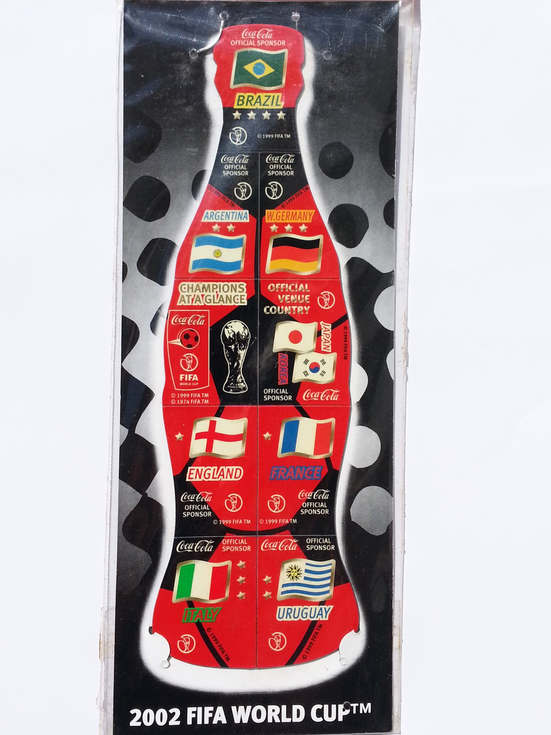 Coca Cola 2002 Fifa World Cup Contour Bottle Puzzle Fridge Magnet Set (9‑Pack)
