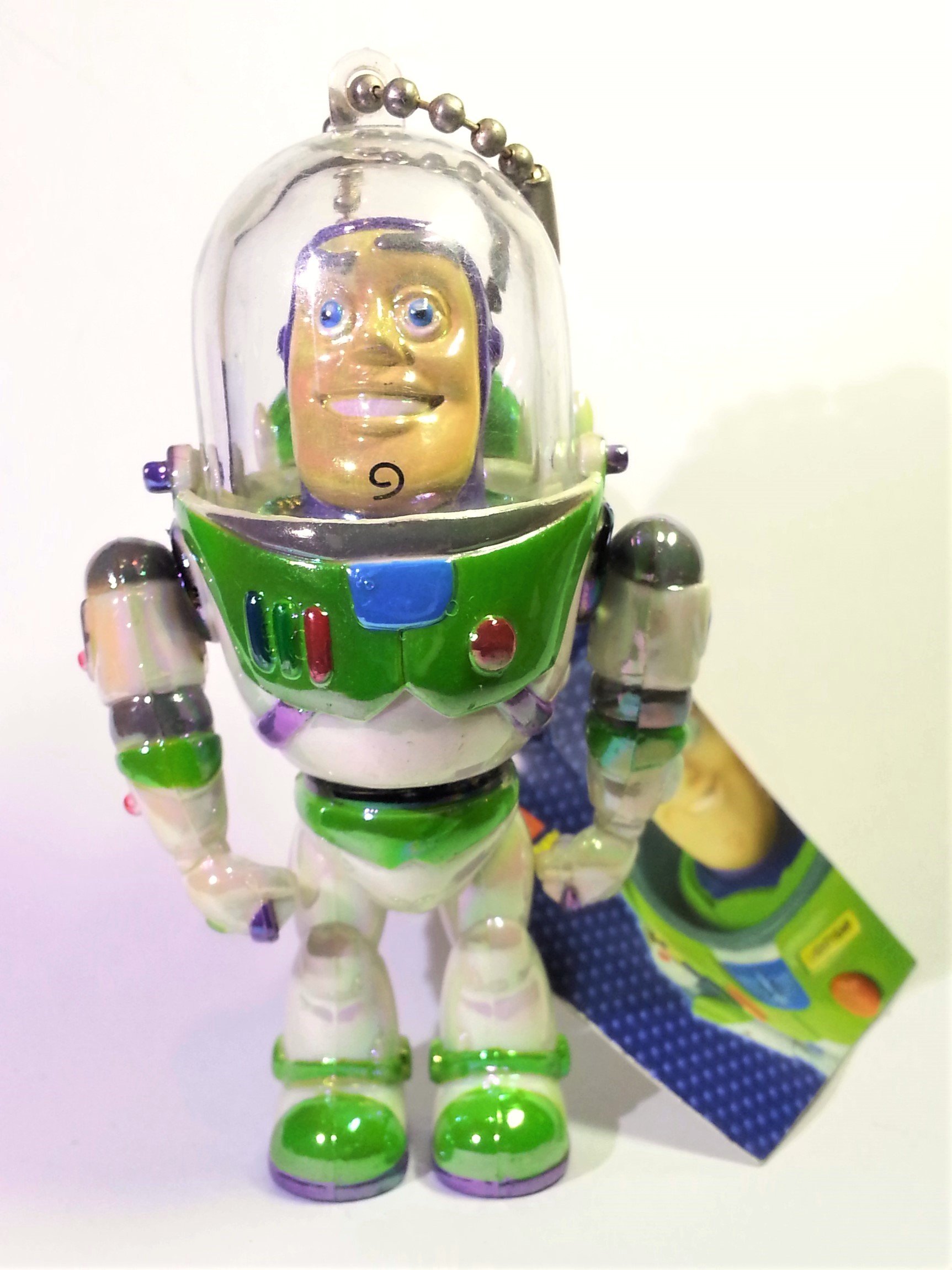 Disney Toy Story Buzz Lightyear Iridescent Jointed Figure Charm Keychain - 2000s From Japan