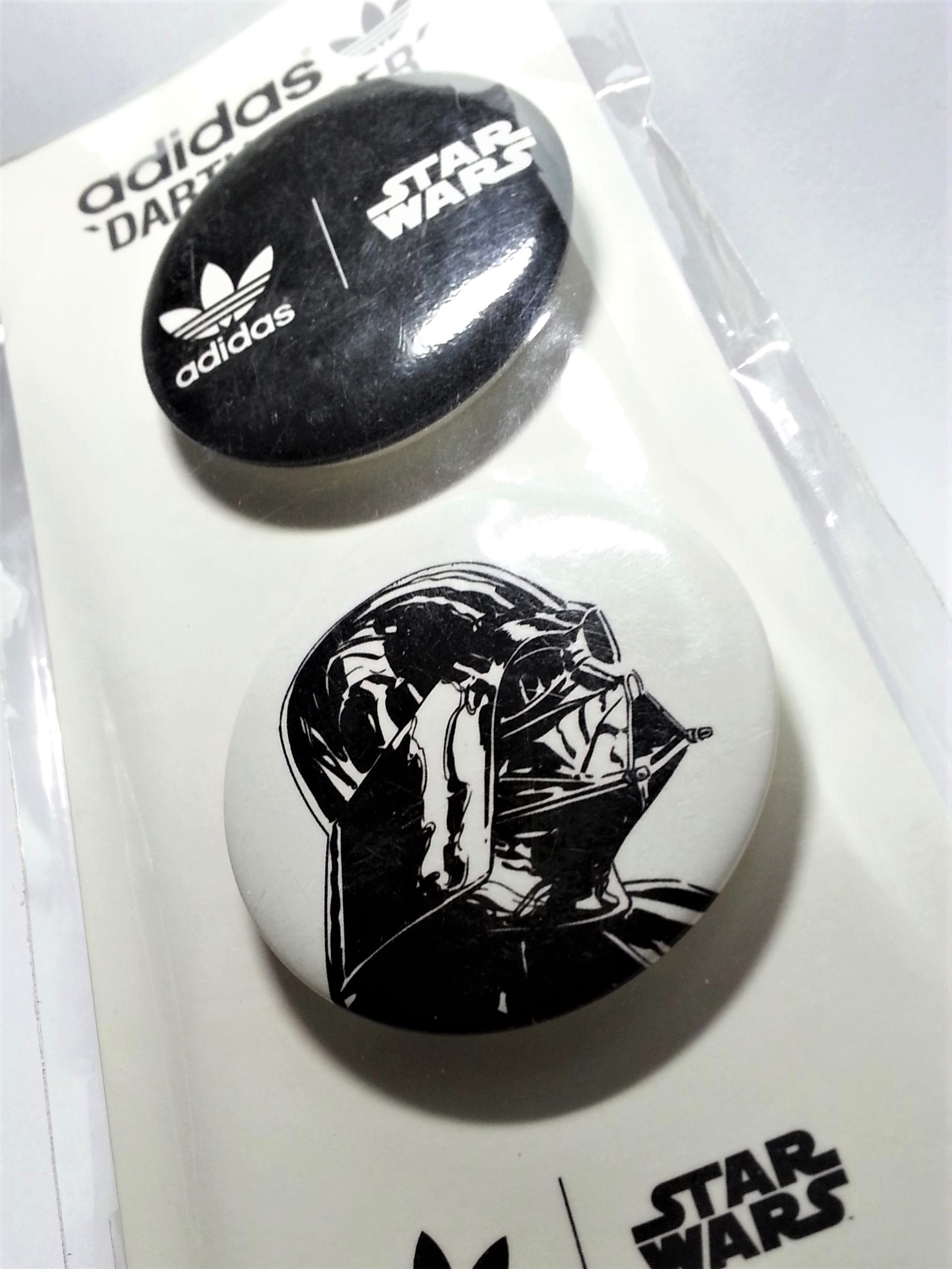 Adidas x Star Wars Darth Vader Round Button Badge Set Of 2 - 2009 Brand New