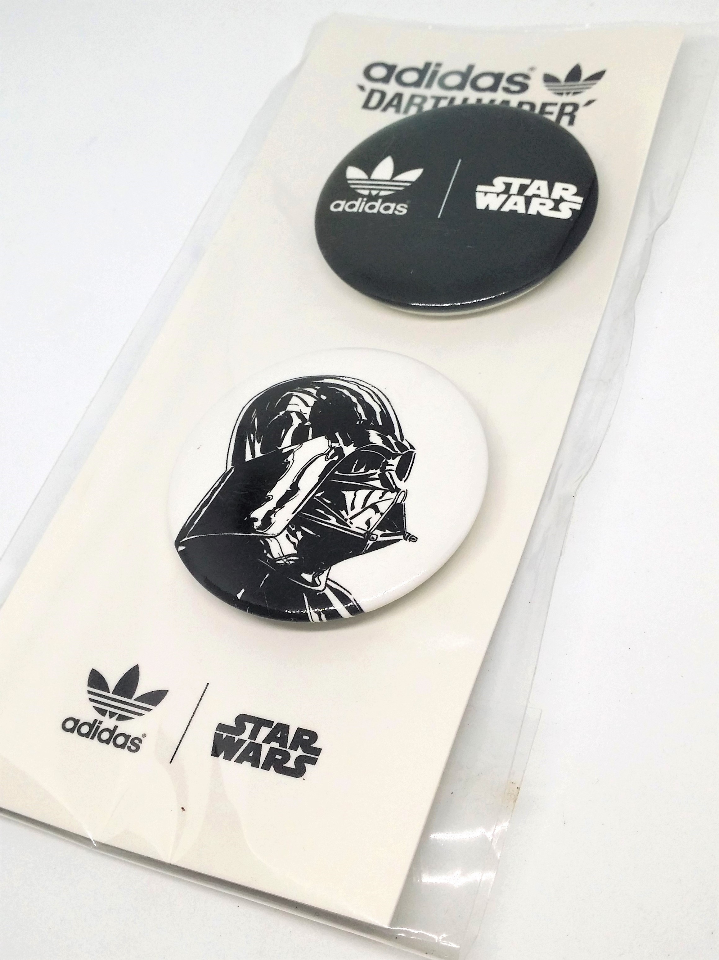Adidas x Star Wars Darth Vader Round Button Badge Set Of 2 - 2009 Brand New