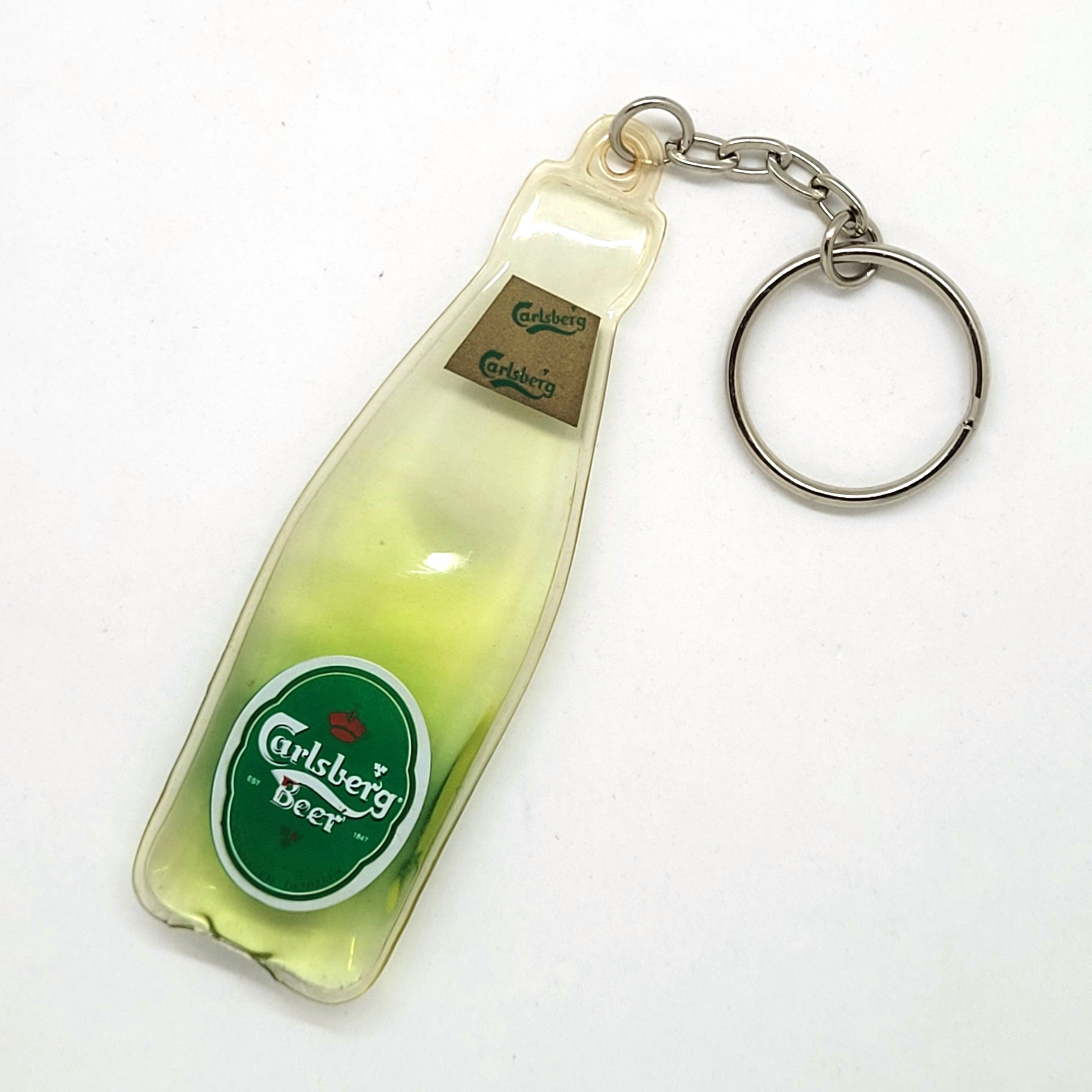 Carlsberg Beer Bottle Shaped Soft PVC Keychain - Vintage Key Ring