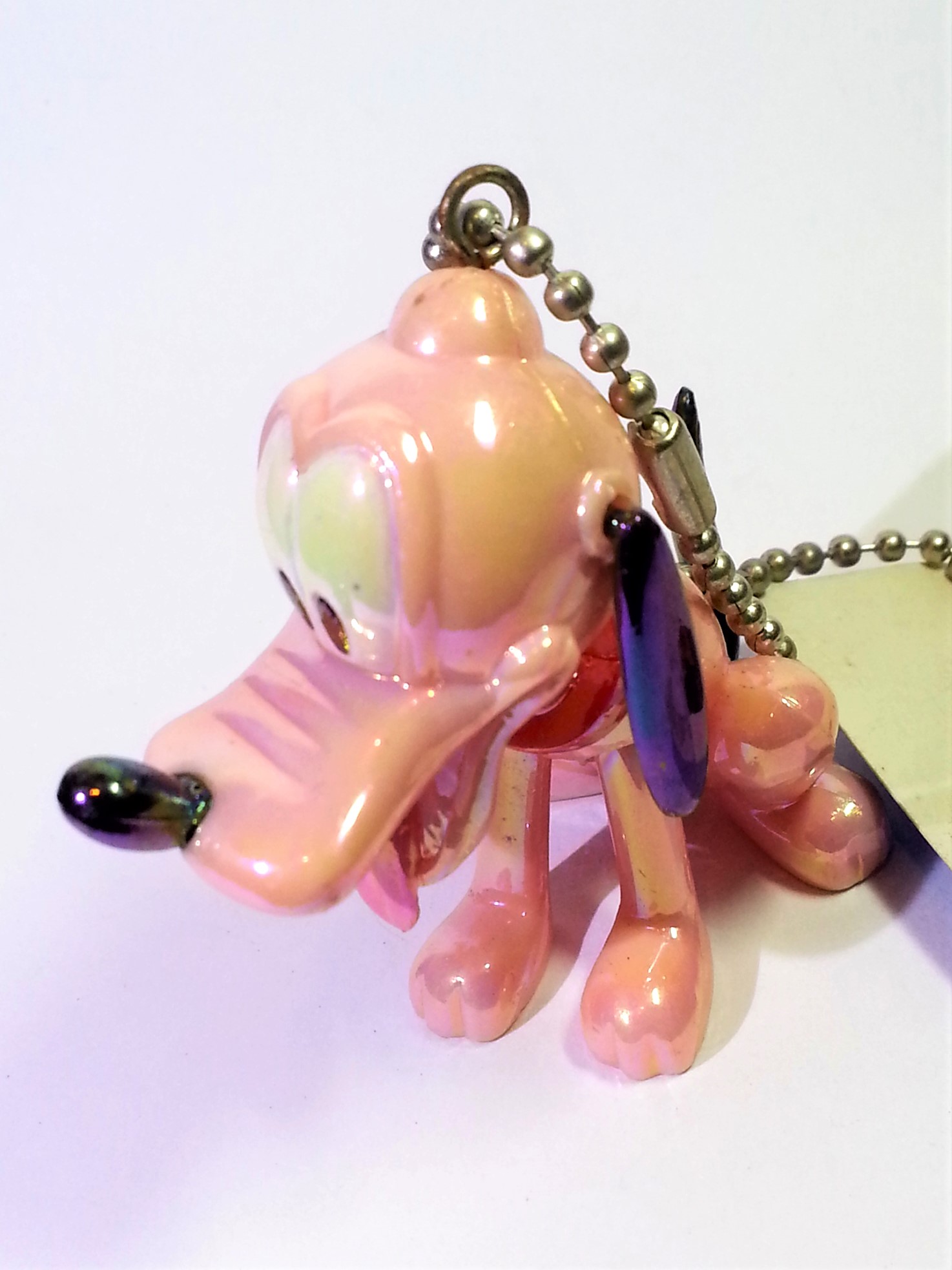 Disney Baby Pluto Iridescent Jointed Figure Charm Keychains - 2000s From Japan