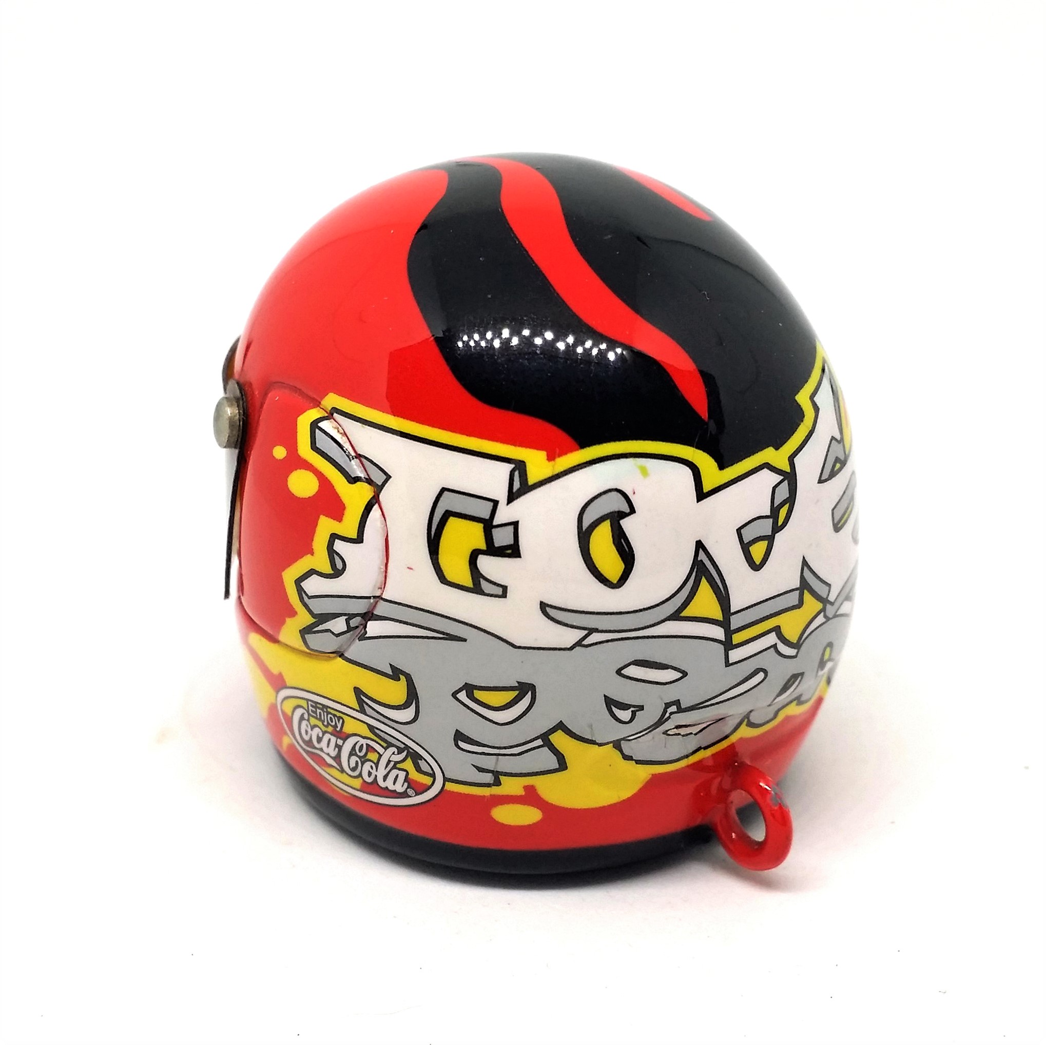 Coca Cola Mini Metal Motorcycle Helmet Clock - 2001 Tested Works