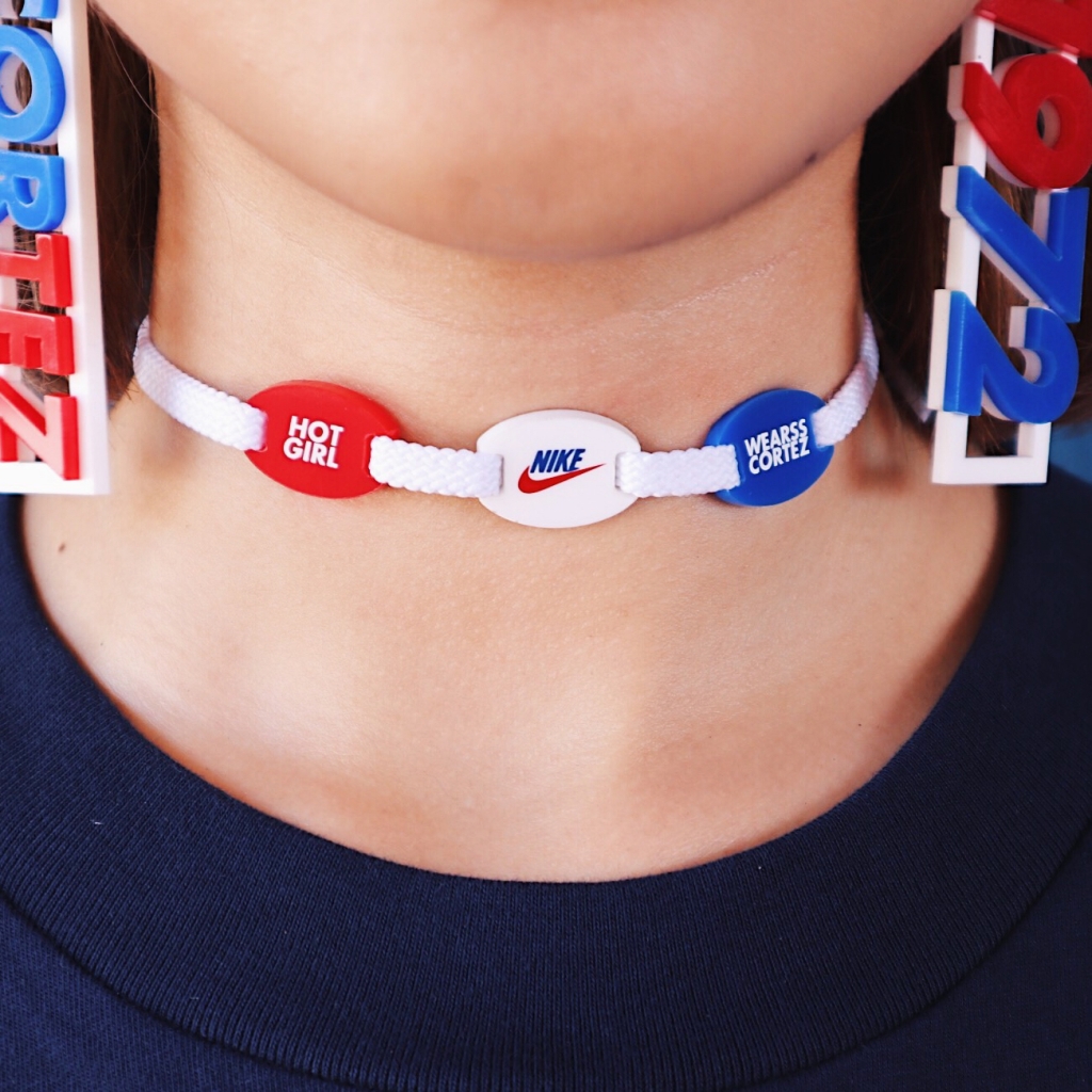 2017 Nike Hot Girl Wearss Cortez 45 Years Collection x ASSOH! Shoelace Choker