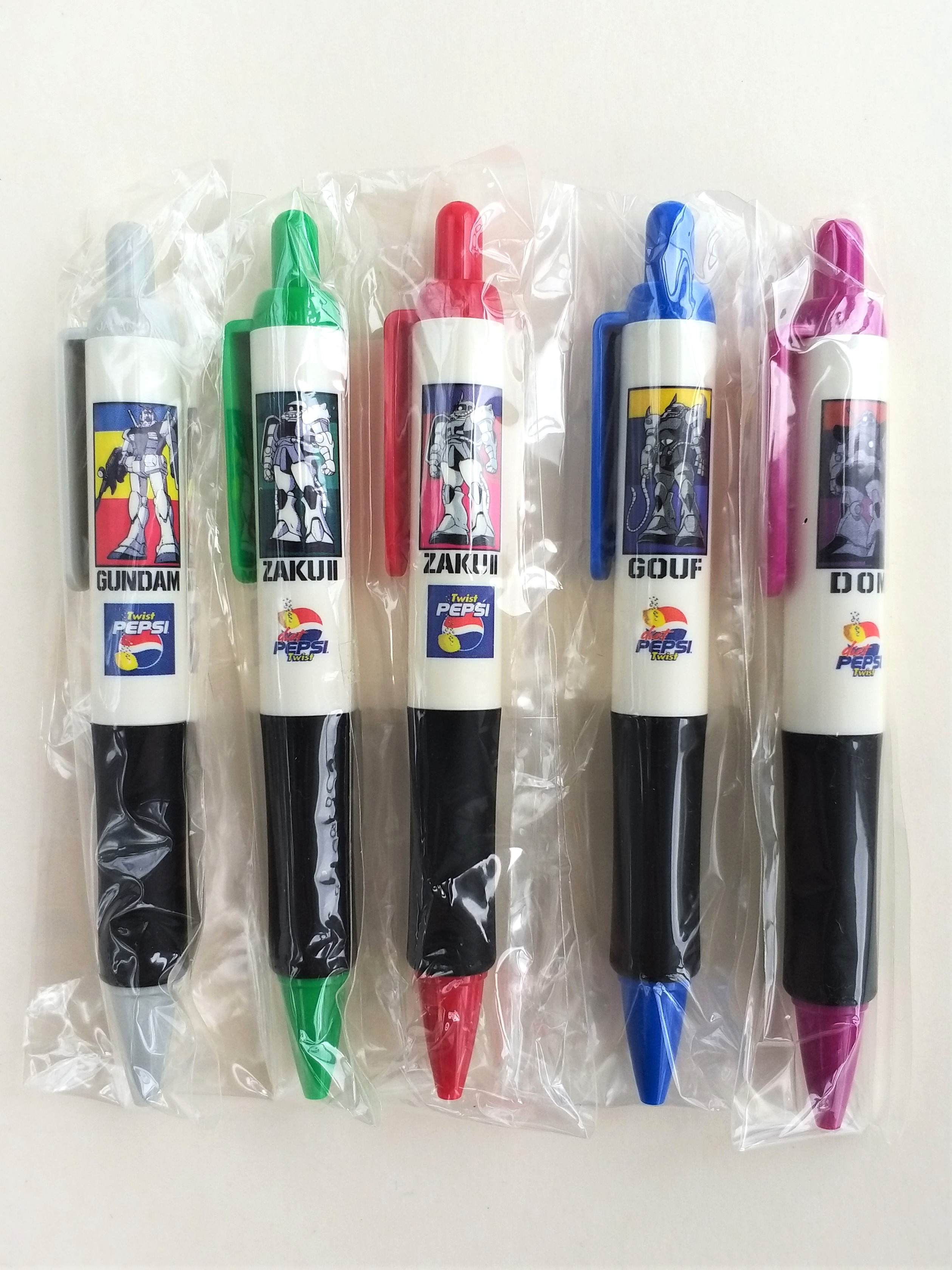  Pepsi x Gundam 25th Anniversary Memorial Ballpoint Pen Set Of 5 - 2004 New Unused NFS