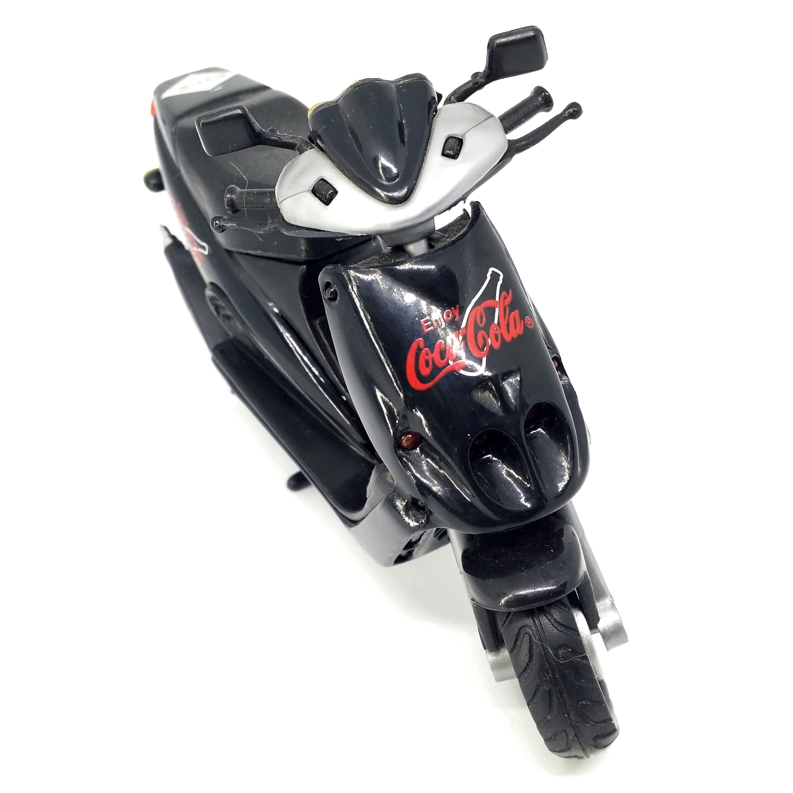 Coca Cola Motor Scooter Diecast Plastic Motorcycle Toy (Black) - Vintage 90s