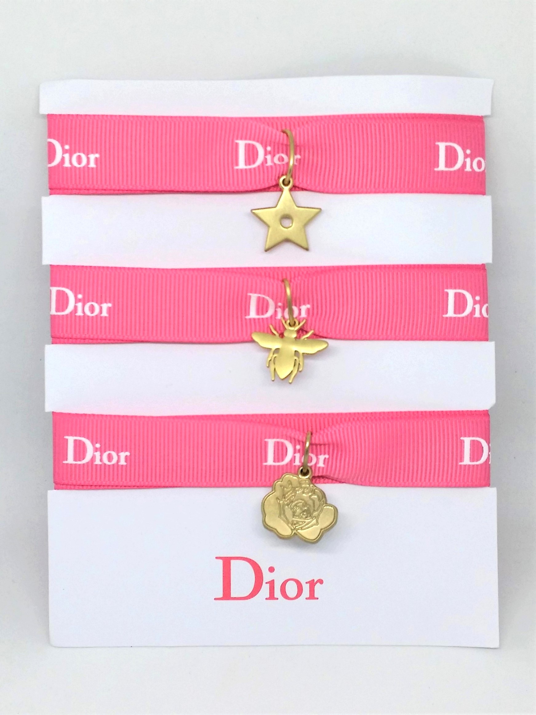Christian Dior Charms Ribbon Bracelets (3-Pack) & Ultra Dior Round Sticker Set