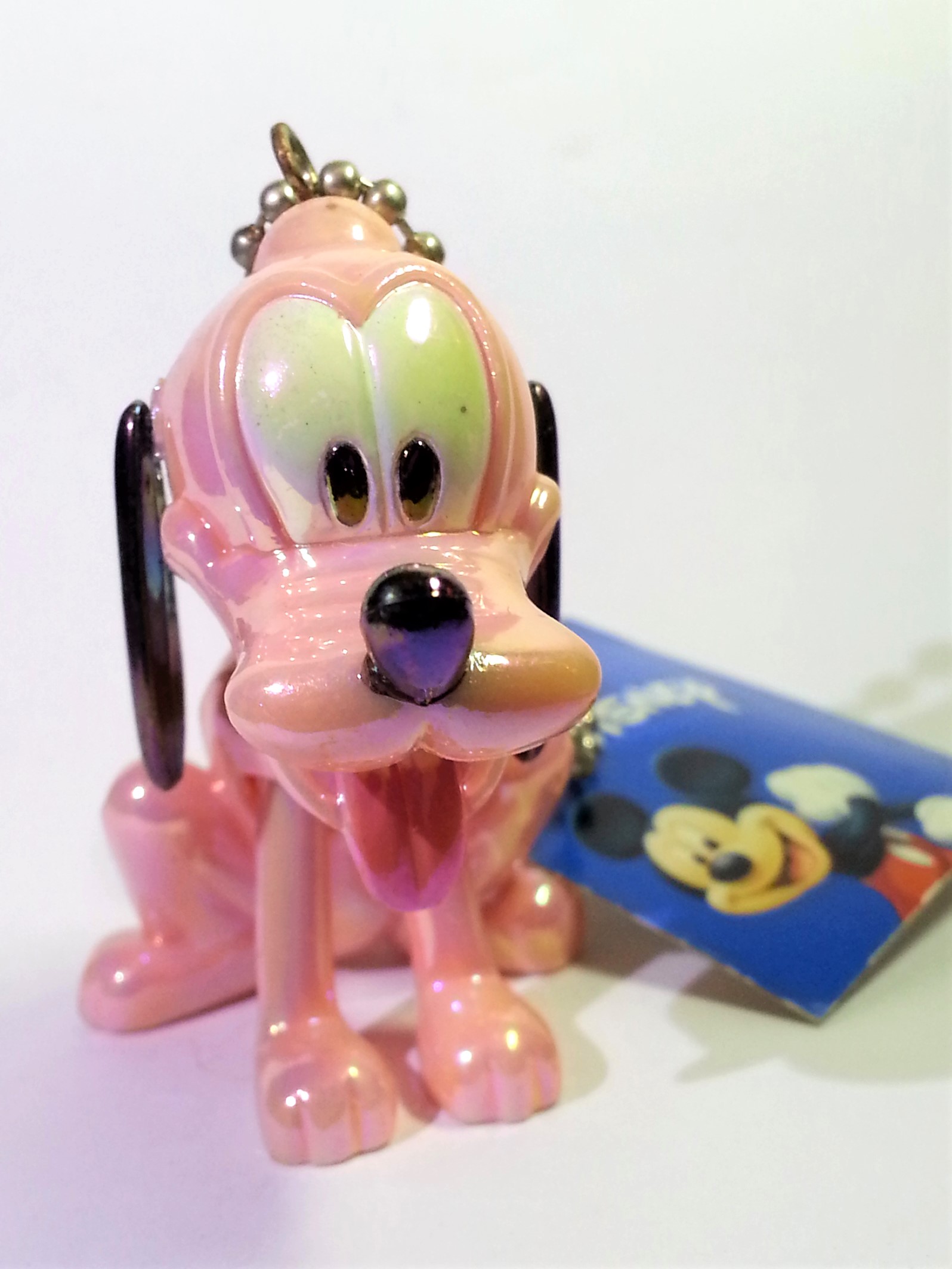 Disney Baby Pluto Iridescent Jointed Figure Charm Keychains - 2000s From Japan