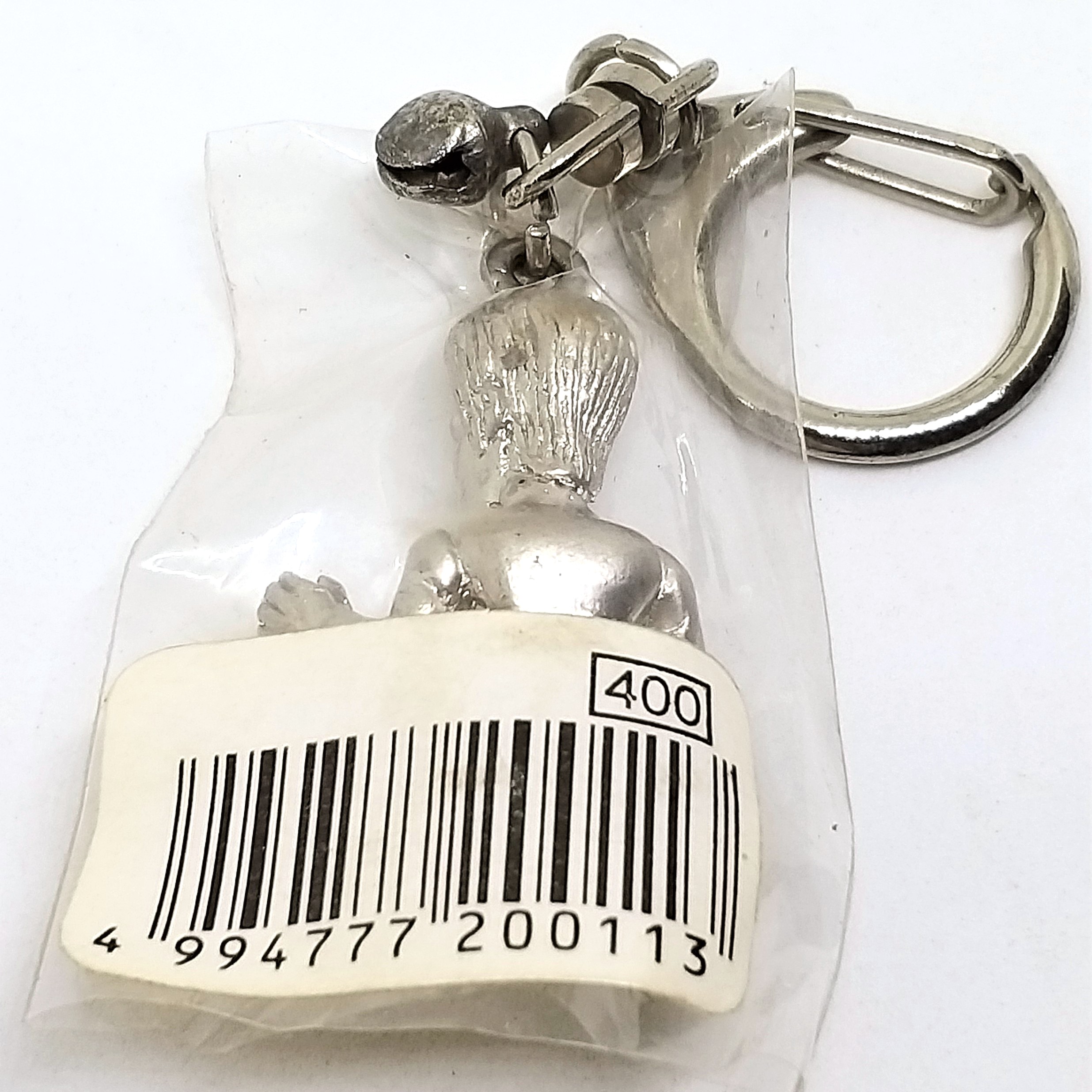 Bruce Lee Mini Figure Silver Metal Keychain Key Ring #03 - 1990s Japan Import