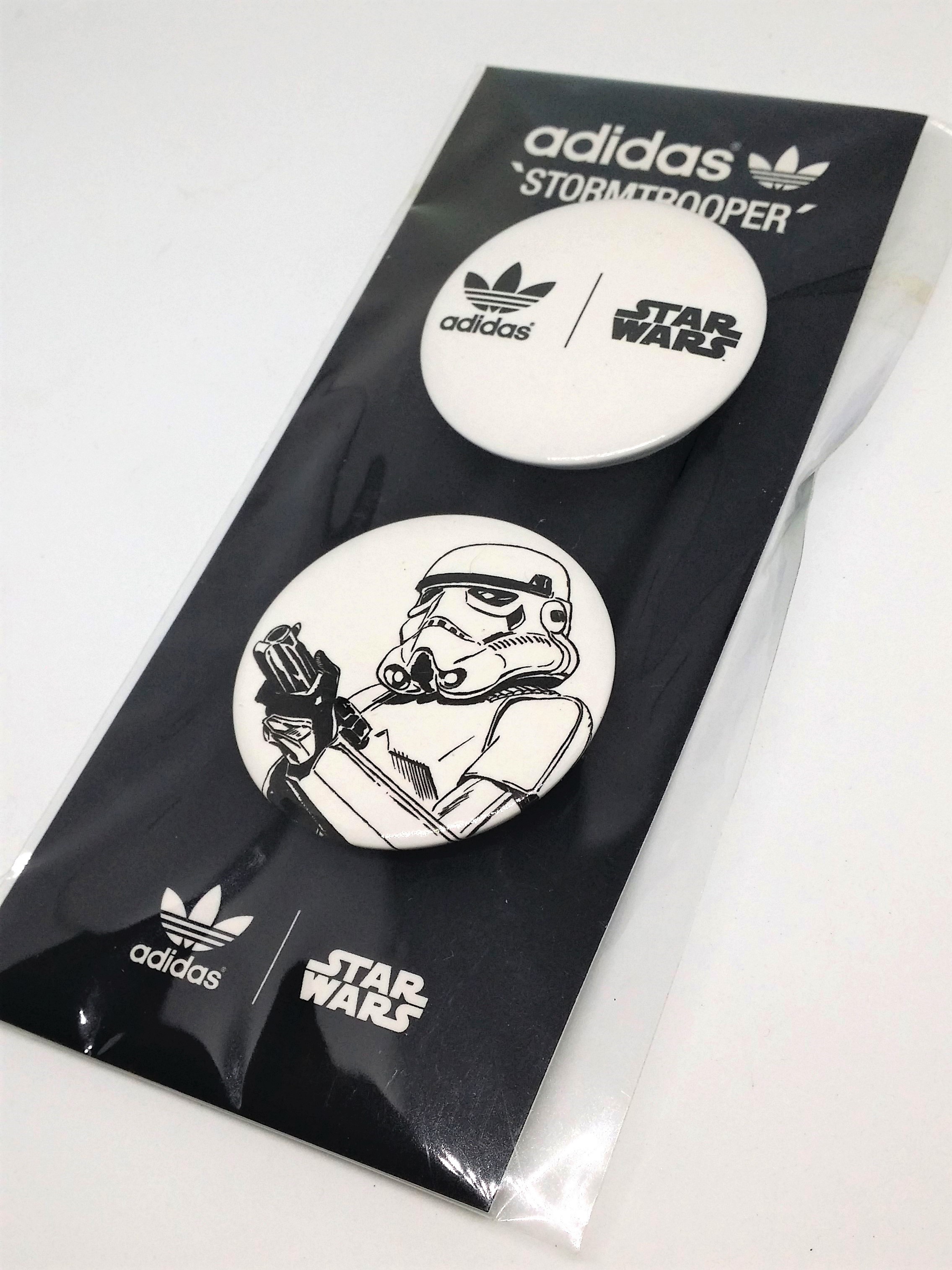 Adidas x Star Wars Stormtrooper Round Button Badge Set Of 2 - 2009 Brand New