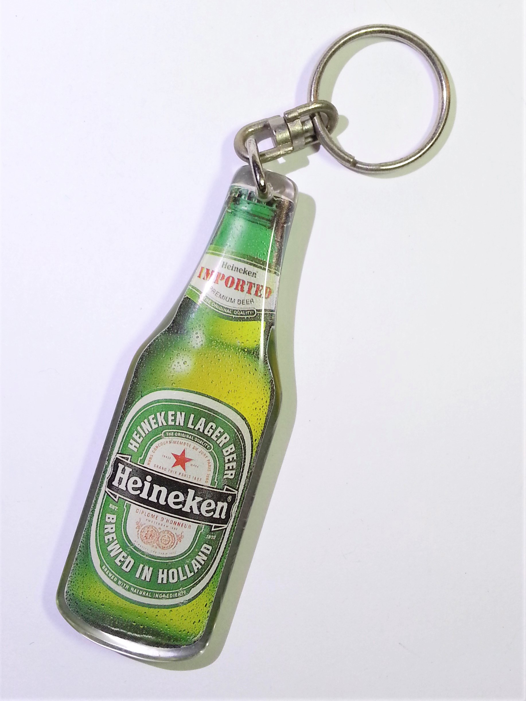 Heineken Beer Bottle Shaped Double Sided Acrylic Keychain Key Ring