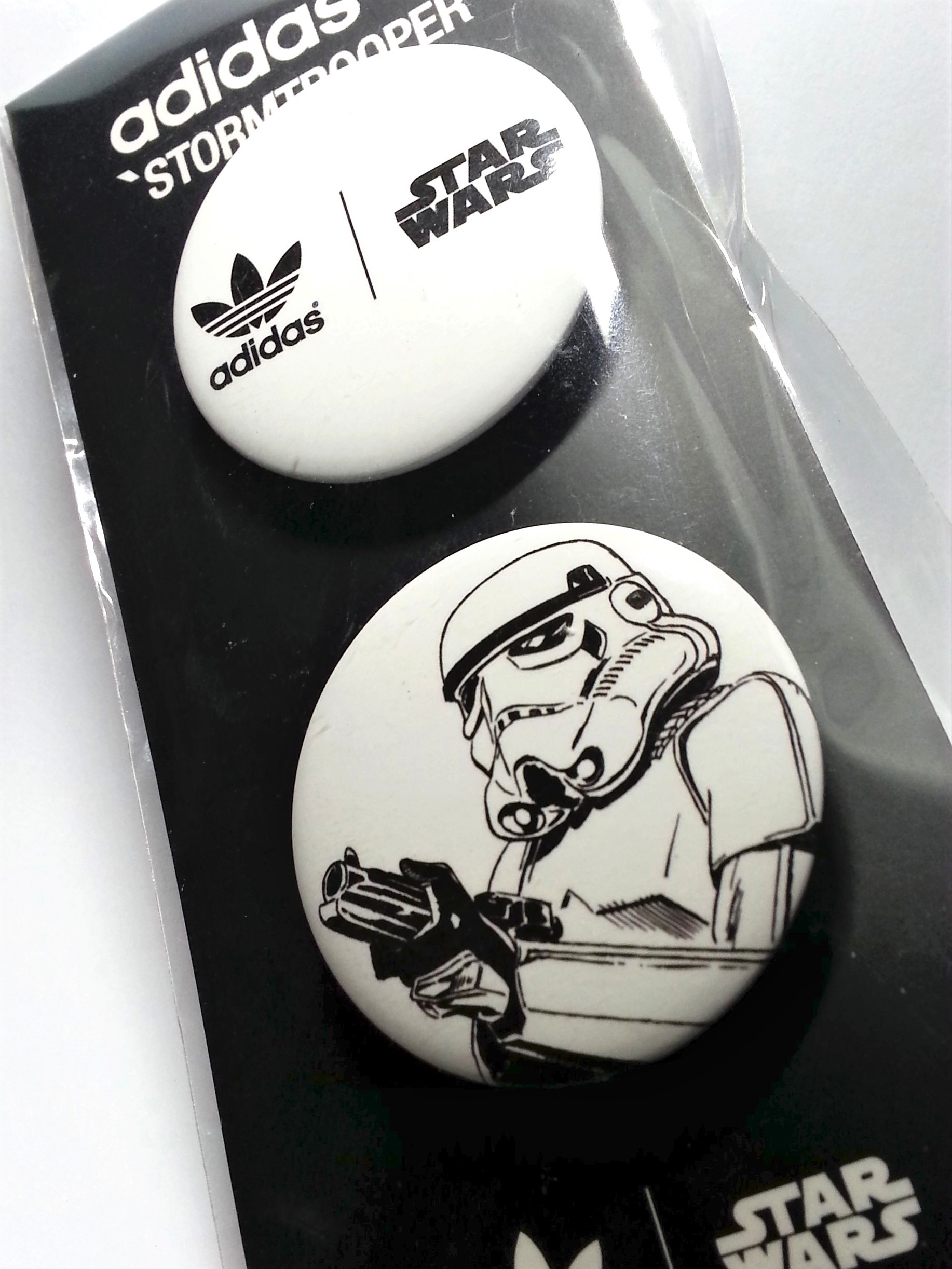Adidas x Star Wars Stormtrooper Round Button Badge Set Of 2 - 2009 Brand New