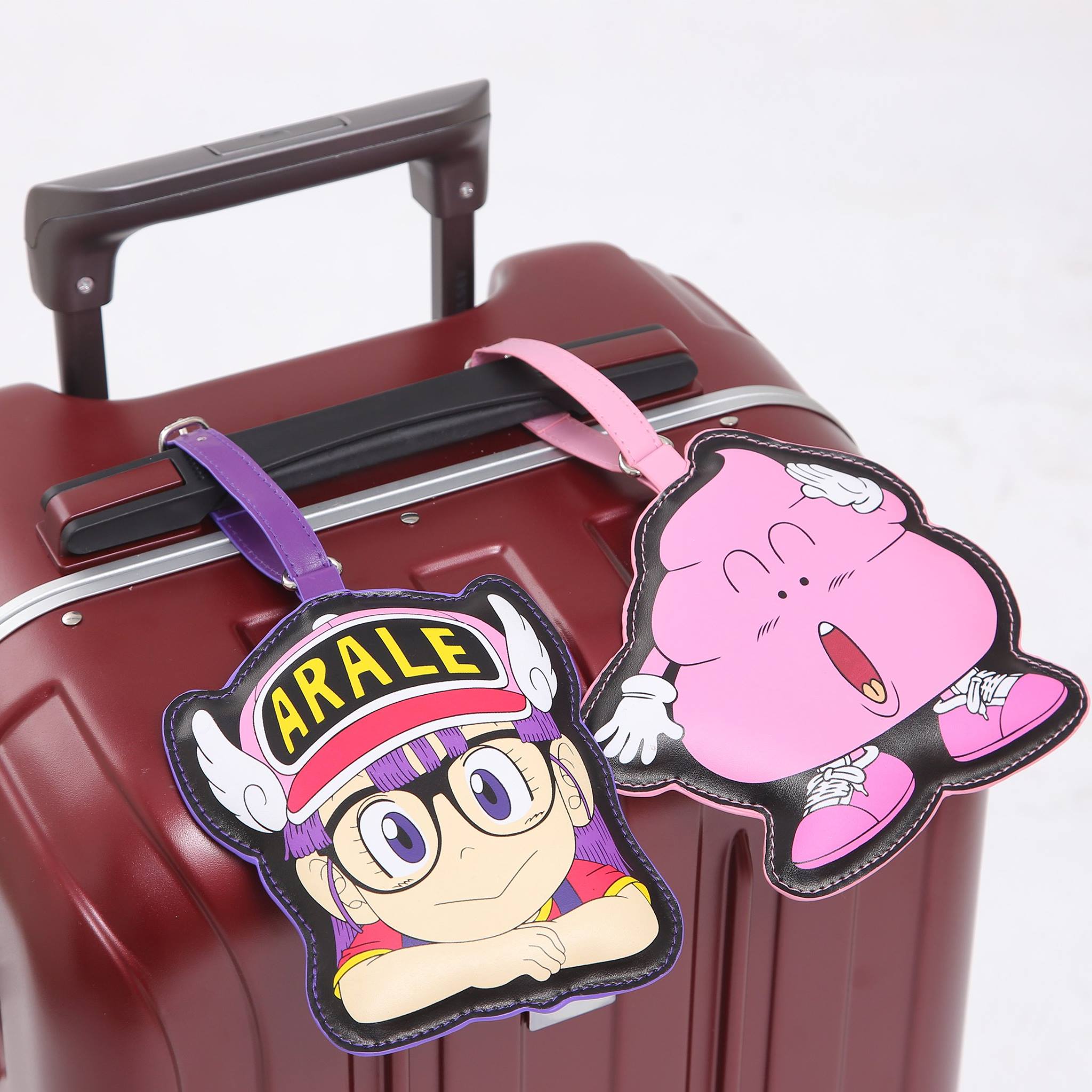 Dr. Slump Arale "Pink Poop" Puffy Luggage Tag Card Holder w/ Straps - 2017 Brand New