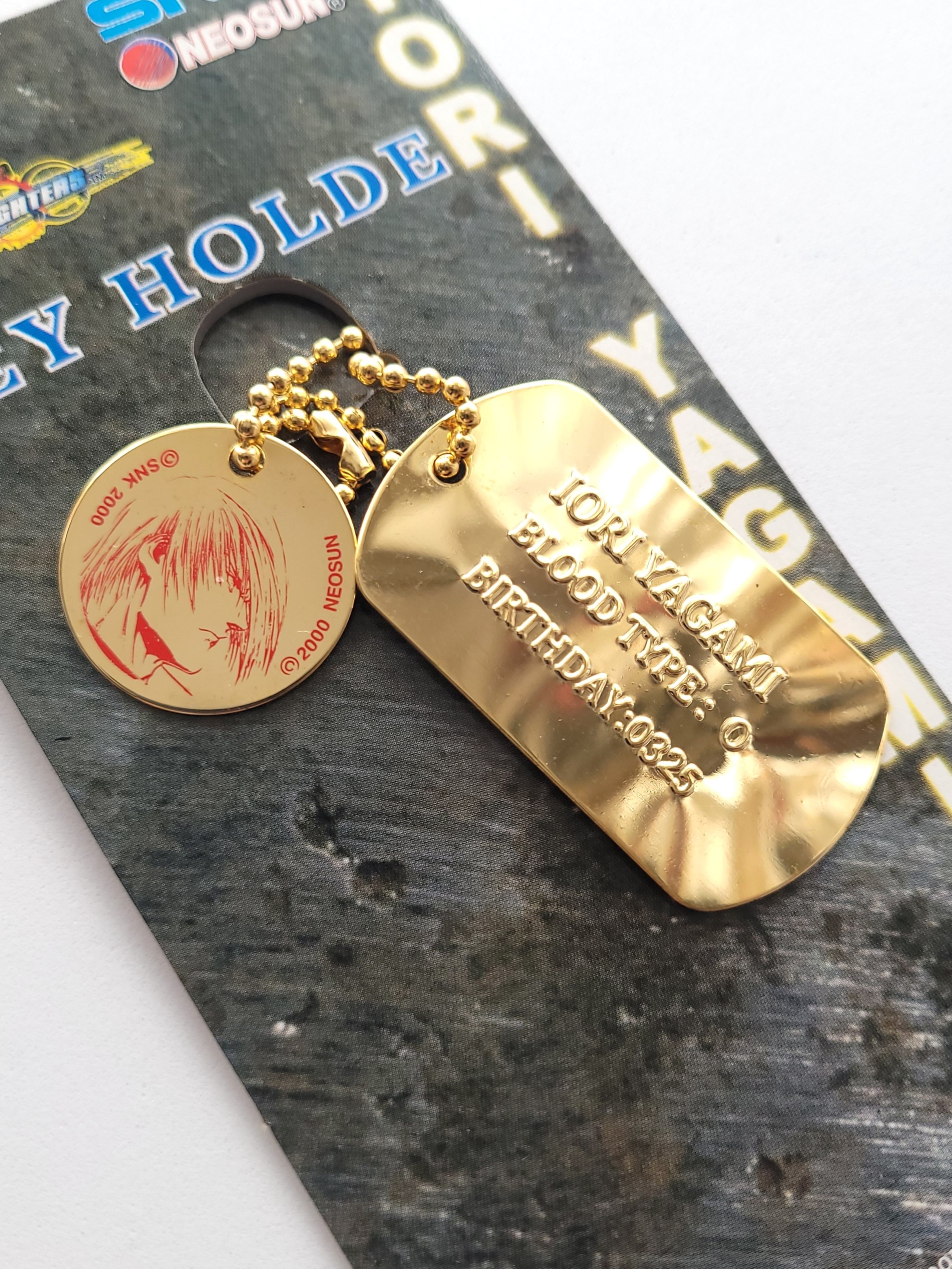 The King Of Fighters Zillion (Iori / Kyo) Dog Tag Charm Key Holder - 2000 SNK KOFZ Hong Kong Comics
