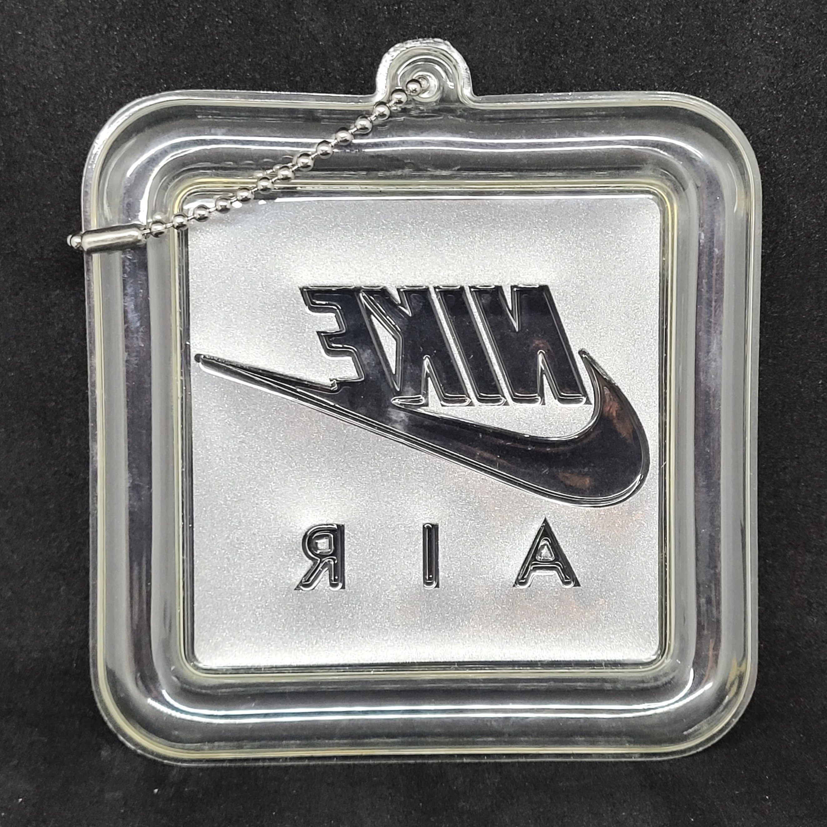 Nike Air 3.5" Hang Tag Keychain - Silver Clear Soft Plastic (Air Cushion)