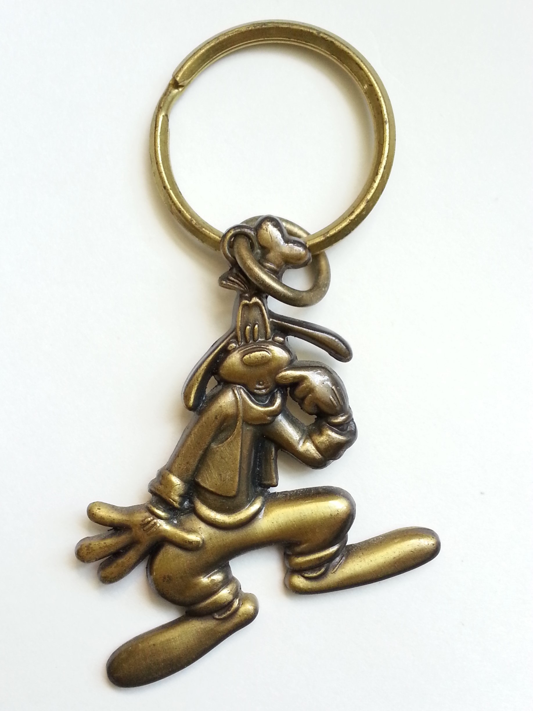 Disney Goofy Bronze Metal Keychain - Vintage 90s Mfg by M.P.I.