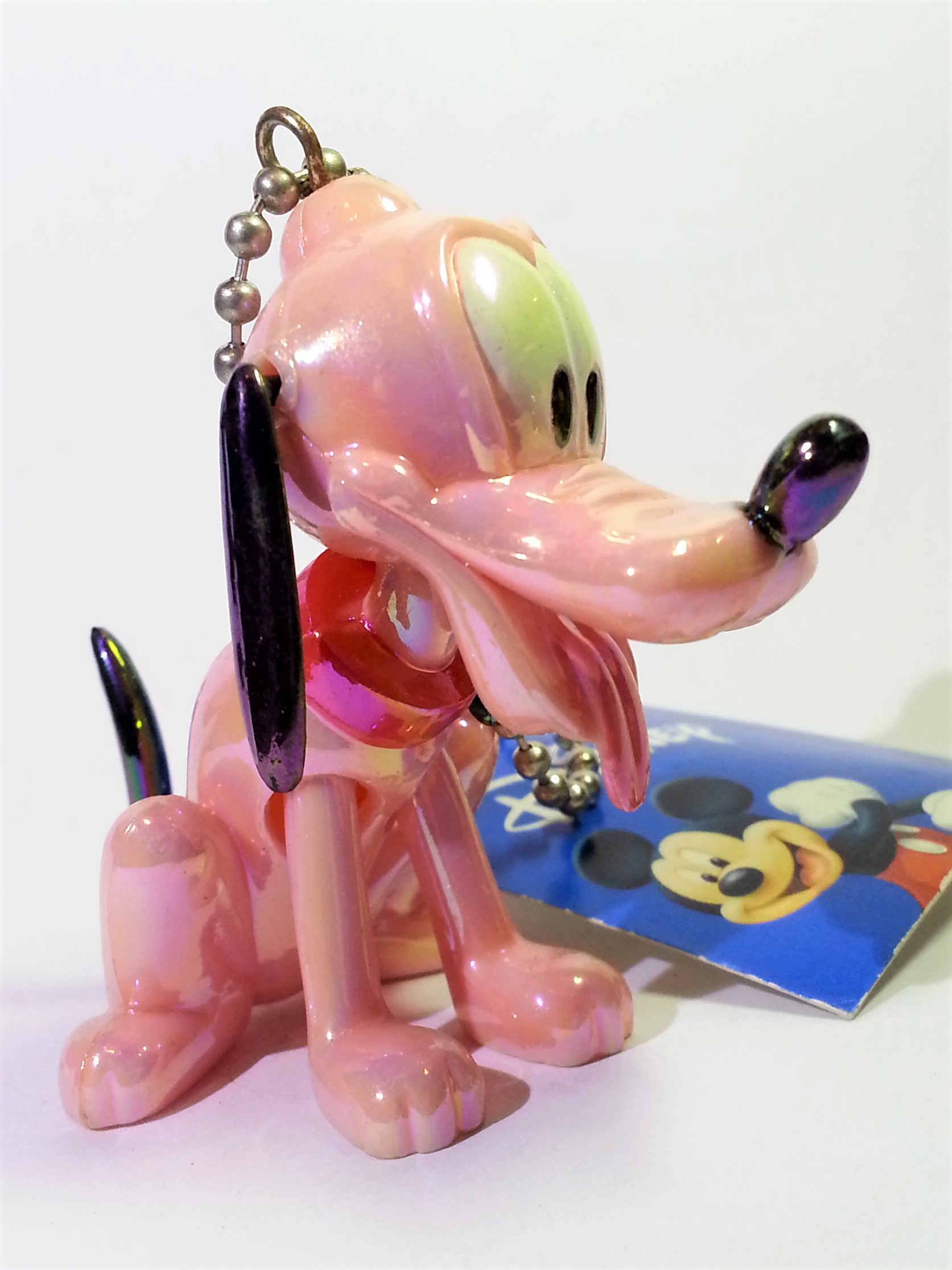 Disney Baby Pluto Iridescent Jointed Figure Charm Keychains - 2000s From Japan