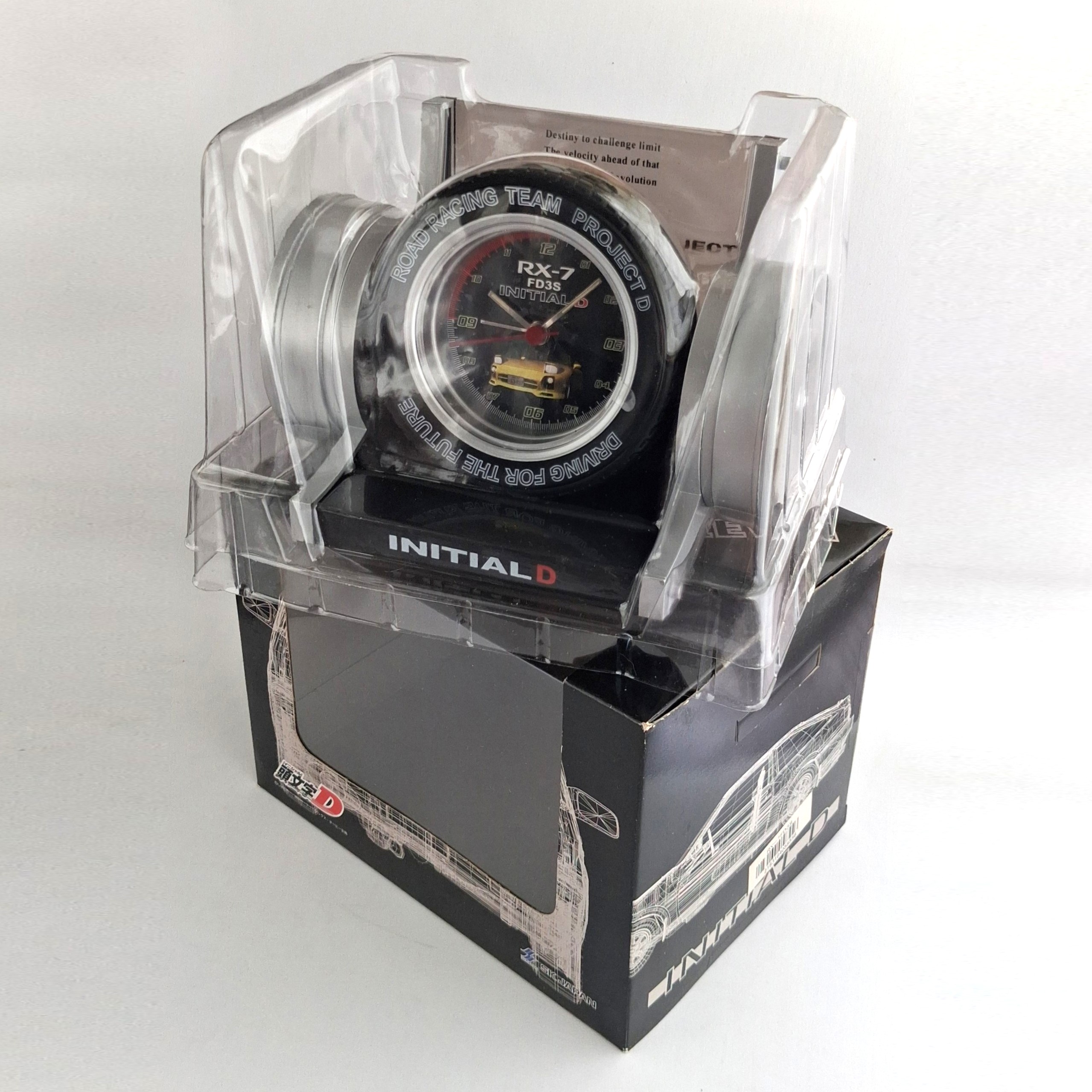 Initial D Mazda RX-7 FD3S Tire Wheel Desk Clock - 2000s Road Racing Team Project D