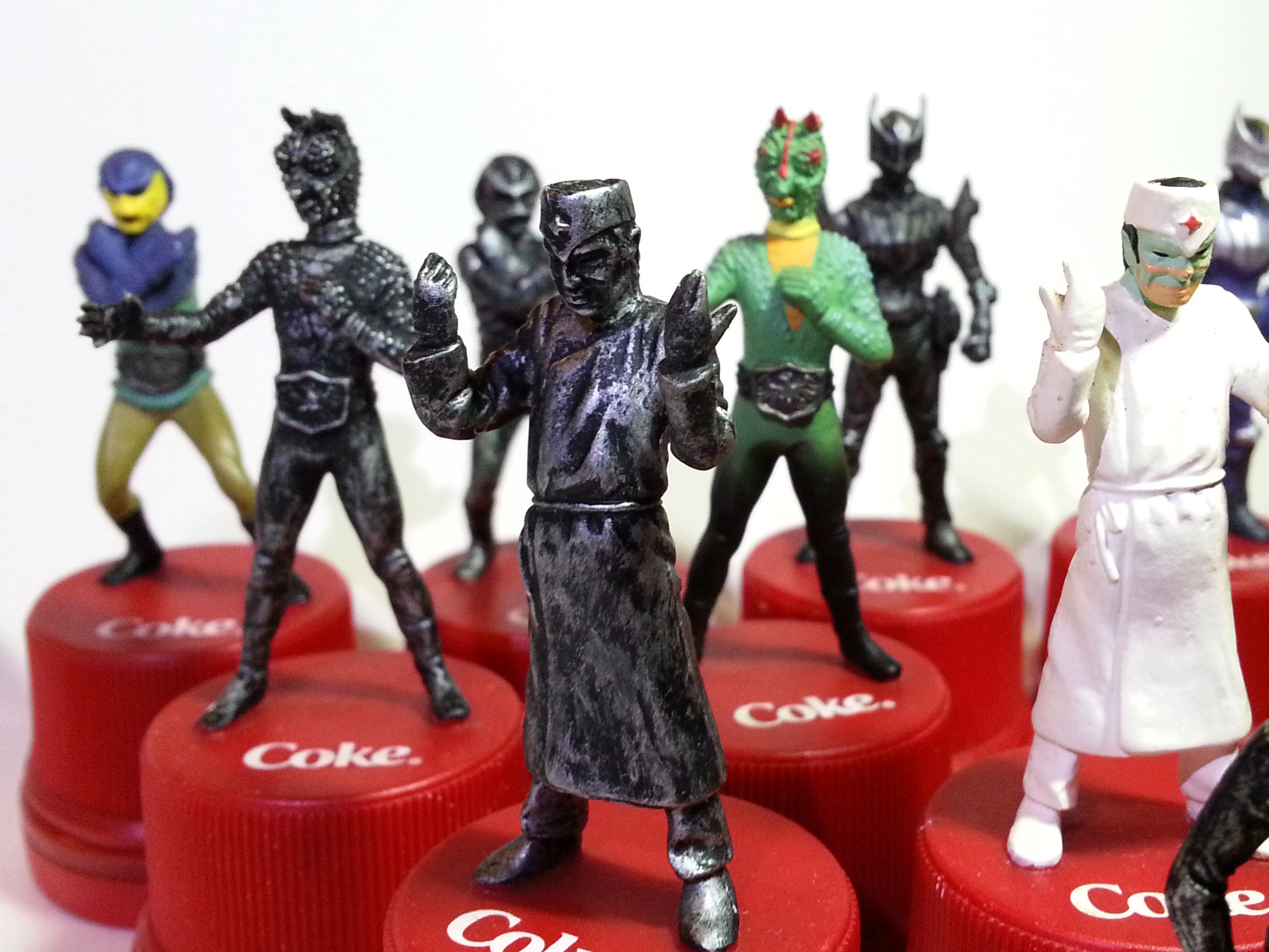Coca Cola COKE x Kamen Rider Bottle Cap Stamp Set Of 16 - 2002 Hong Kong Exclusive