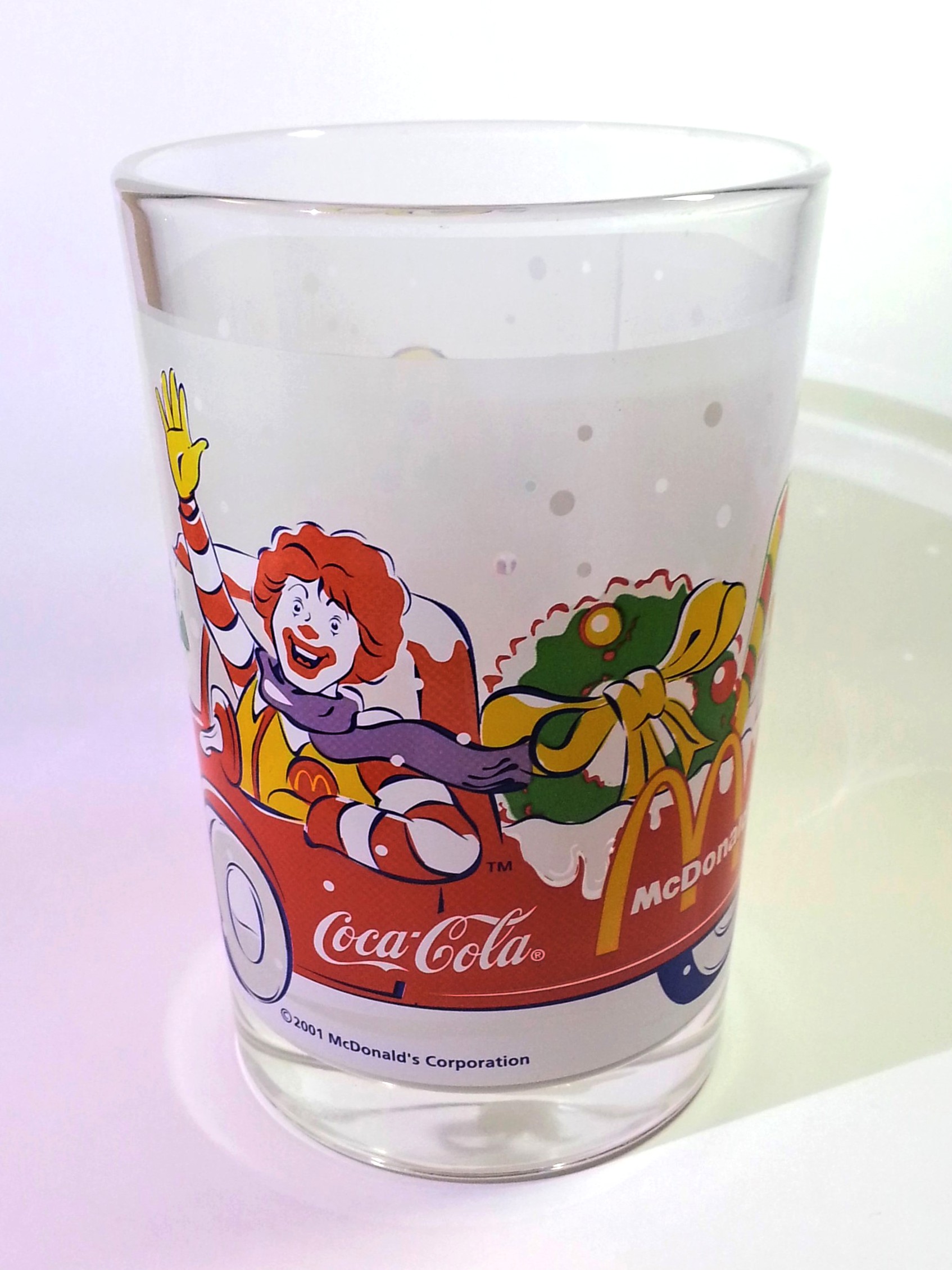 Coca Cola x McDonald's Mascot (Ronald McDonald) 2001 Christmas Tumbler Drinking Glass